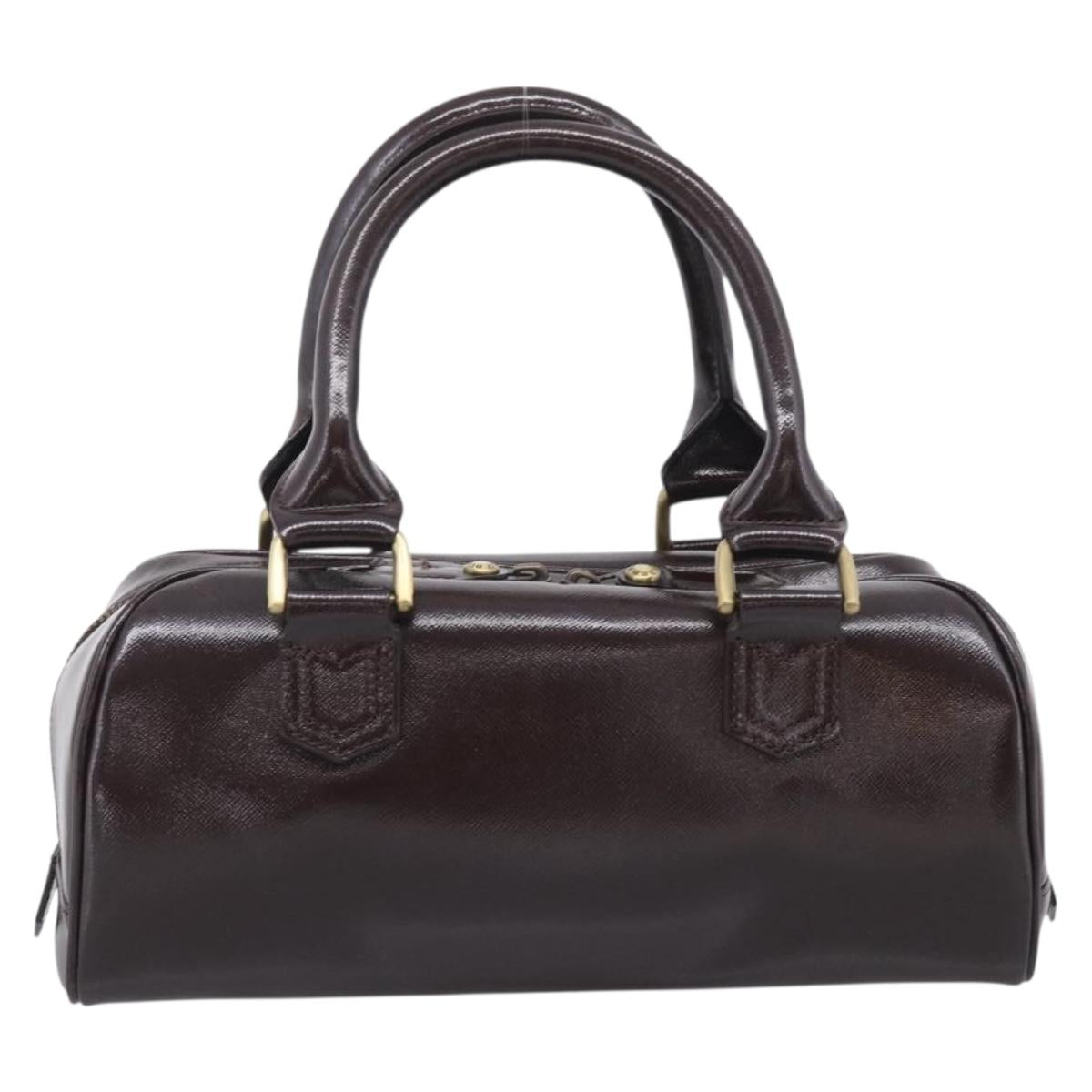 BURBERRY Hand Bag Leather Brown Gold Tone Auth ep17070A