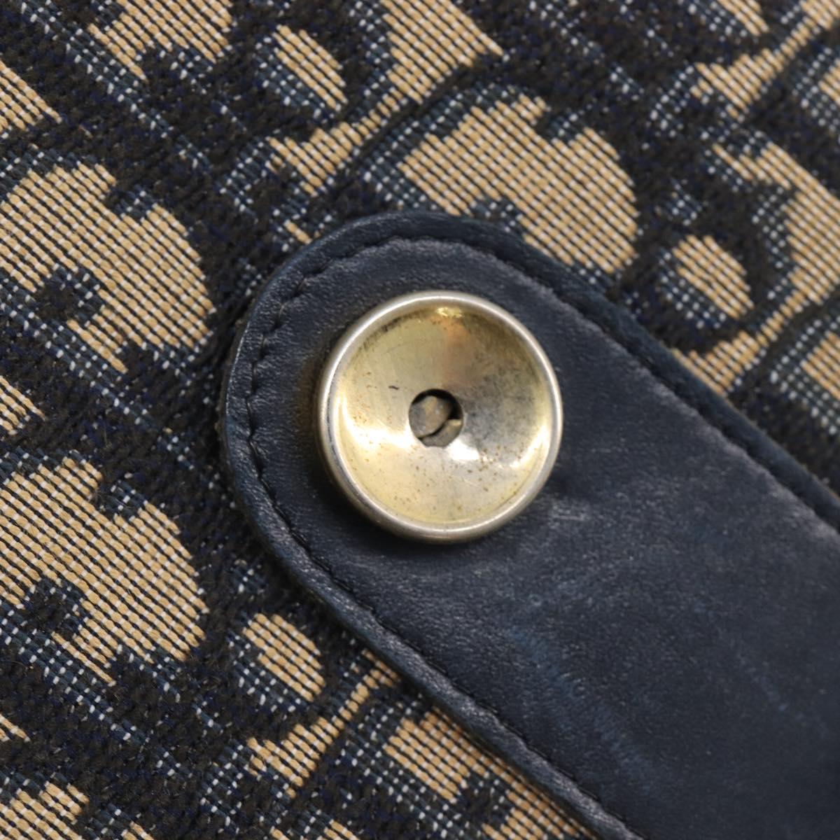 Christian Dior Trotter Canvas Shoulder Bag Navy Gold Tone Auth ep17074