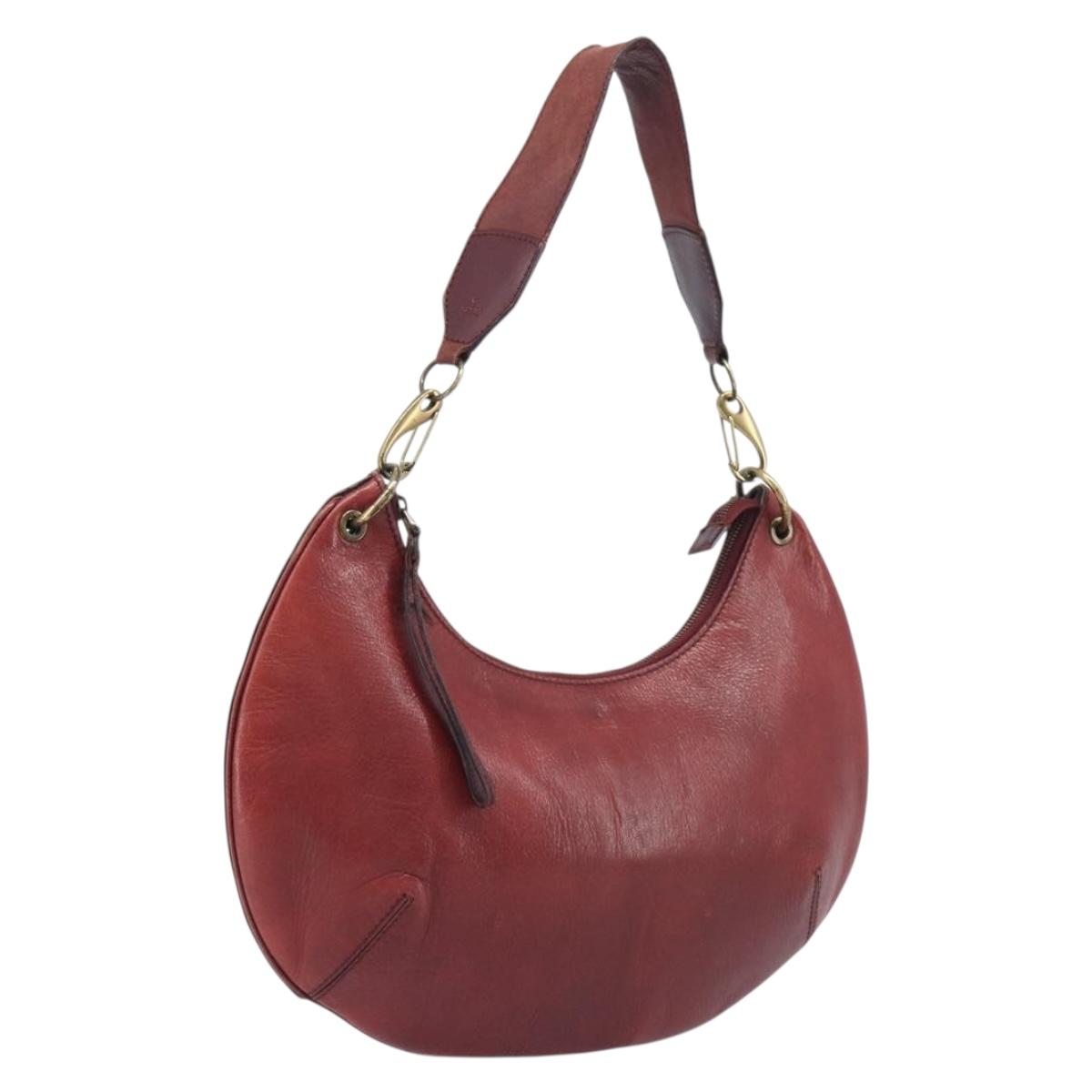 GUCCI Hand Bag Leather Red Gold Tone 106663 Auth ep17080