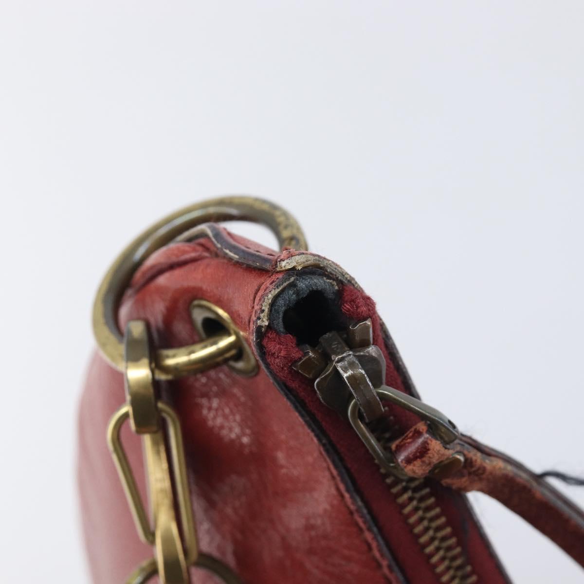 GUCCI Hand Bag Leather Red Gold Tone 106663 Auth ep17080