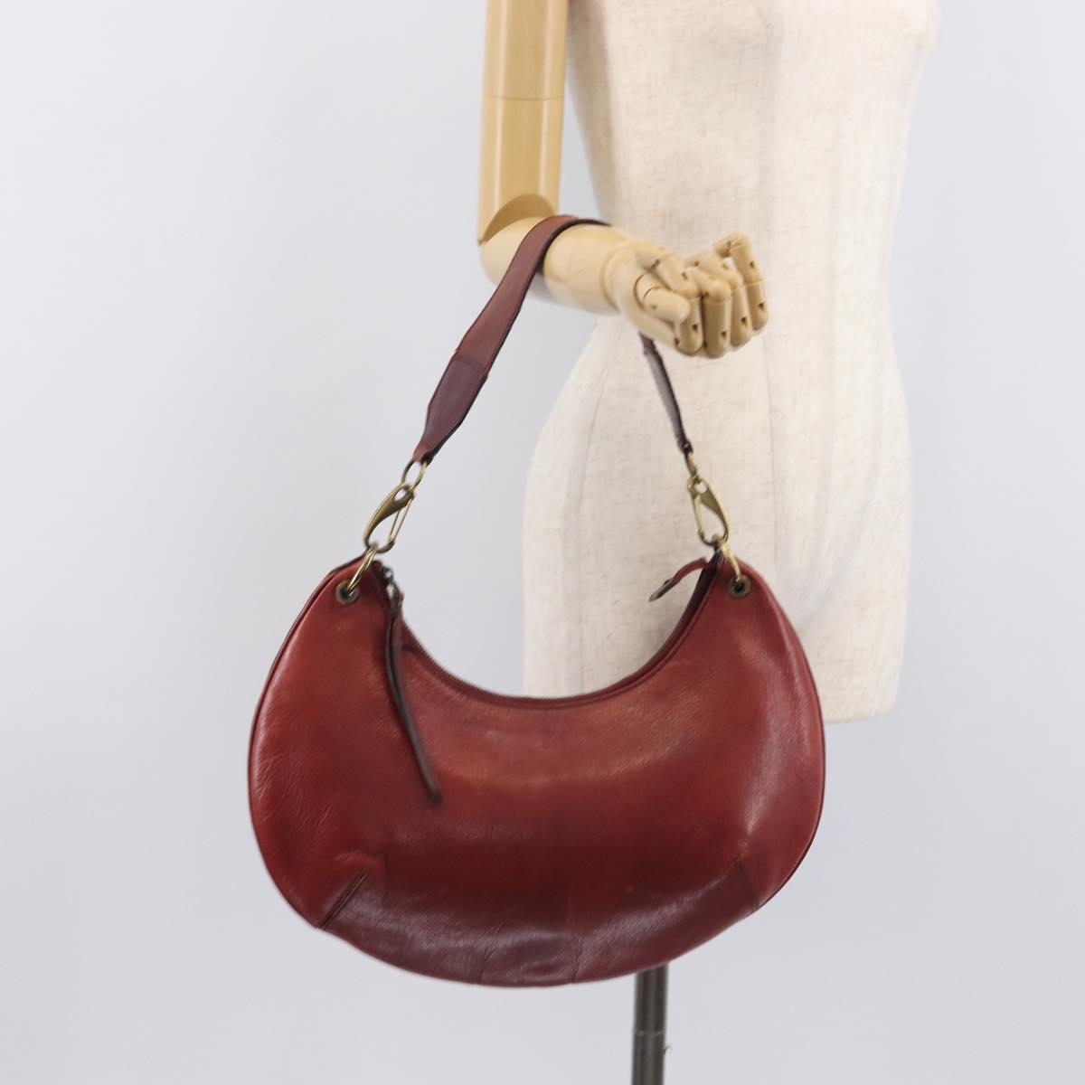 GUCCI Hand Bag Leather Red Gold Tone 106663 Auth ep17080