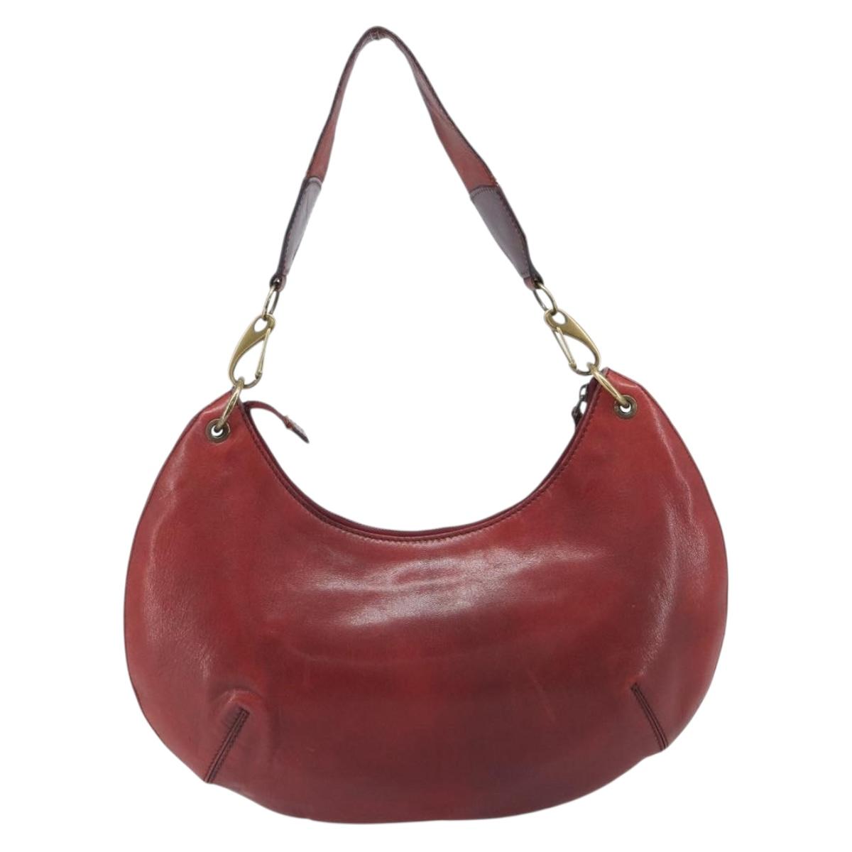 GUCCI Hand Bag Leather Red Gold Tone 106663 Auth ep17080