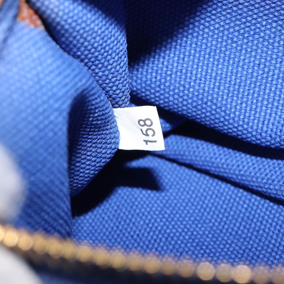 PRADA Canapa PM Hand Bag Canvas 2way Blue Gold Tone Auth ep17081