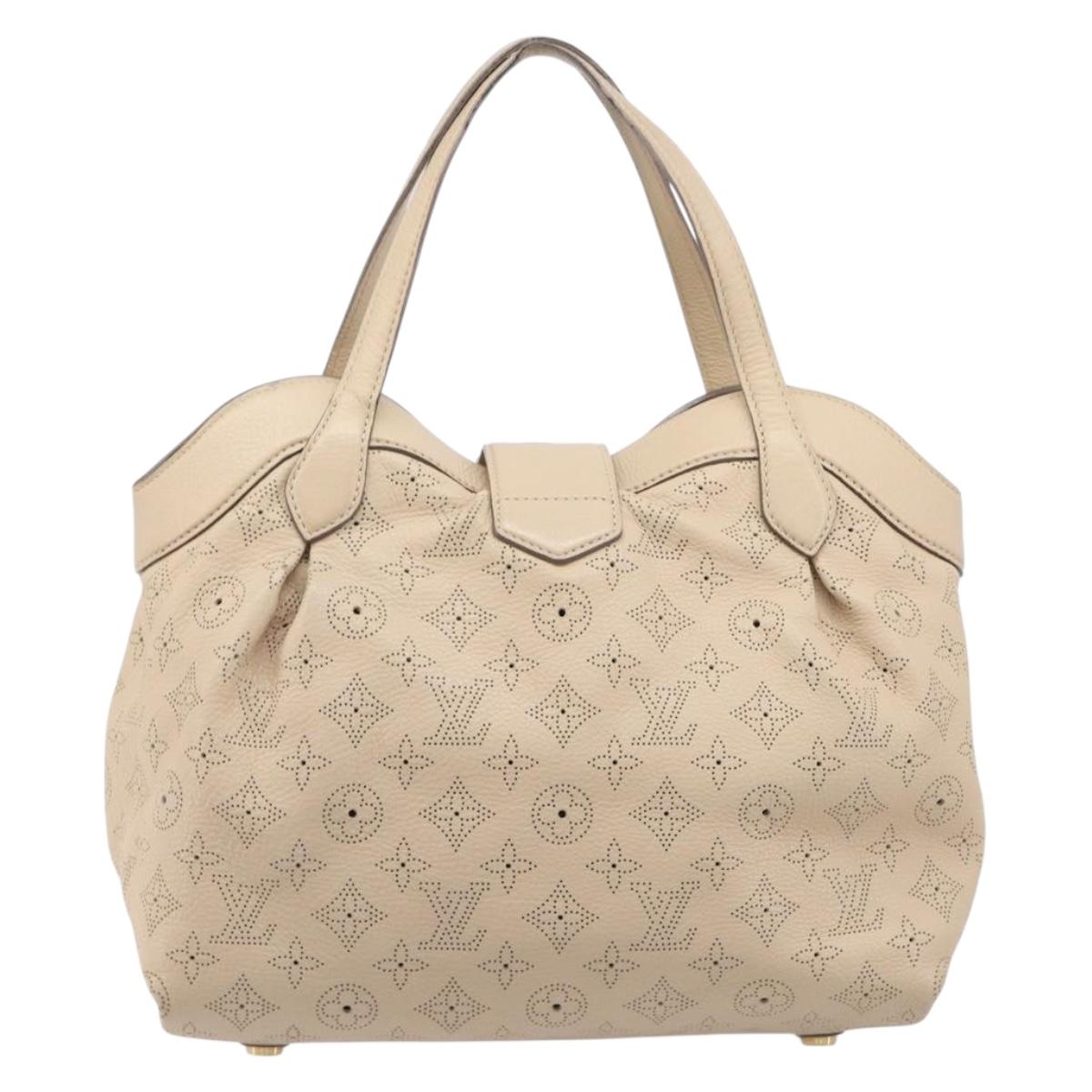 LOUIS VUITTON Mahina Shiels PM Hand Bag Leather Beige M93818 LV Auth ep17082