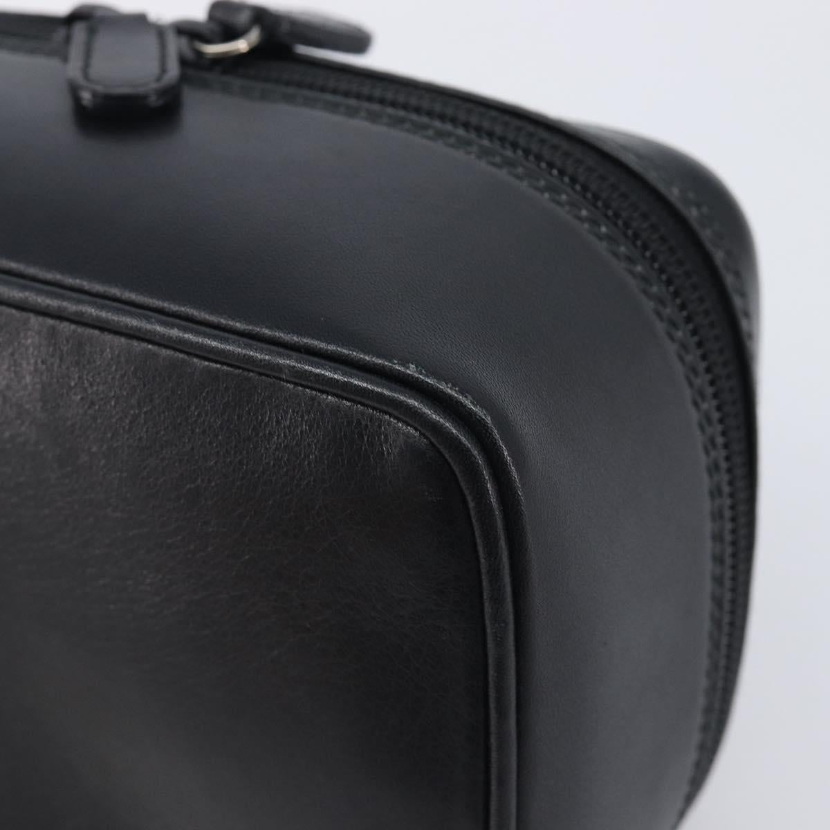 GUCCI Vanity Cosmetic Pouch Leather Black Silver 032 1956 0141 Auth ep17083