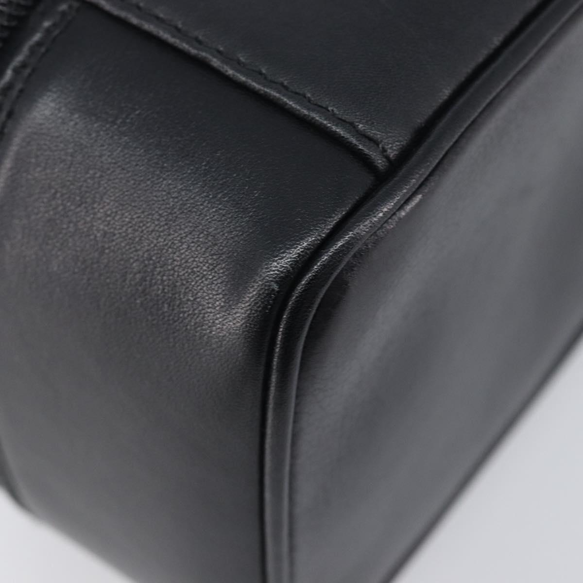 GUCCI Vanity Cosmetic Pouch Leather Black Silver 032 1956 0141 Auth ep17083