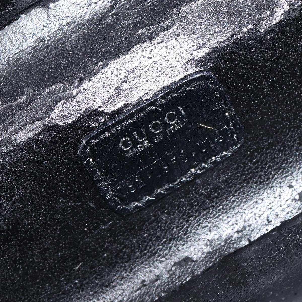 GUCCI Vanity Cosmetic Pouch Leather Black Silver 032 1956 0141 Auth ep17083
