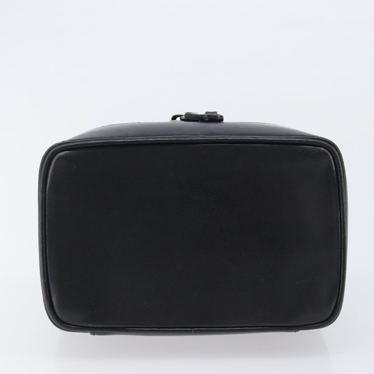 GUCCI Vanity Cosmetic Pouch Leather Black Silver 032 1956 0141 Auth ep17083
