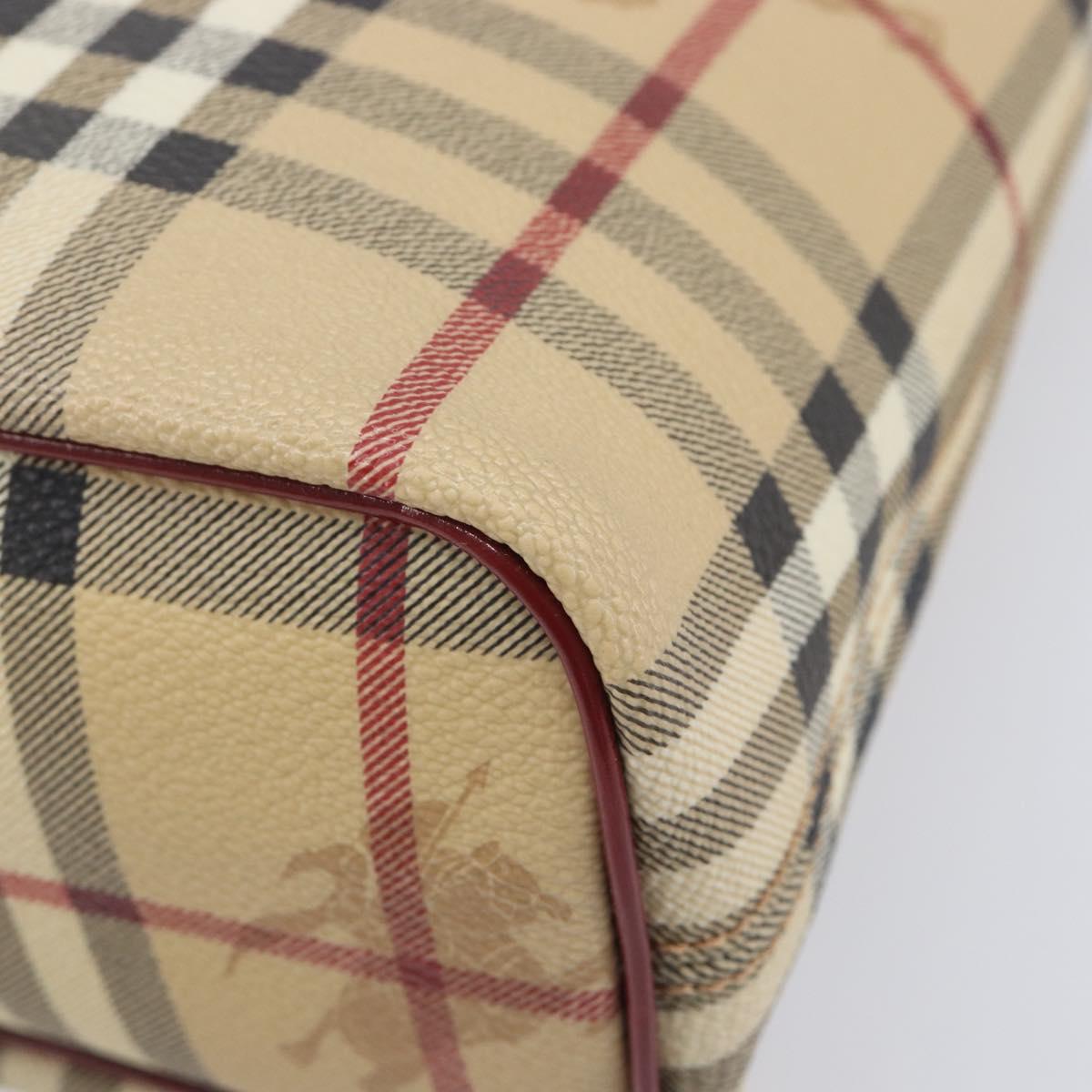 BURBERRY Nova Check Hand Bag PVC Leather Beige Auth ep17084A