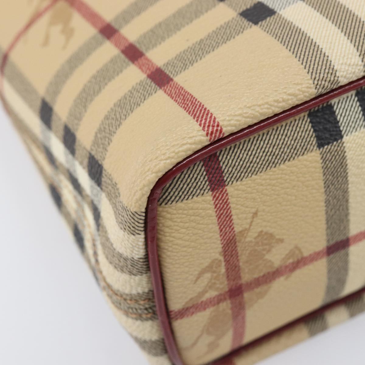 BURBERRY Nova Check Hand Bag PVC Leather Beige Auth ep17084A