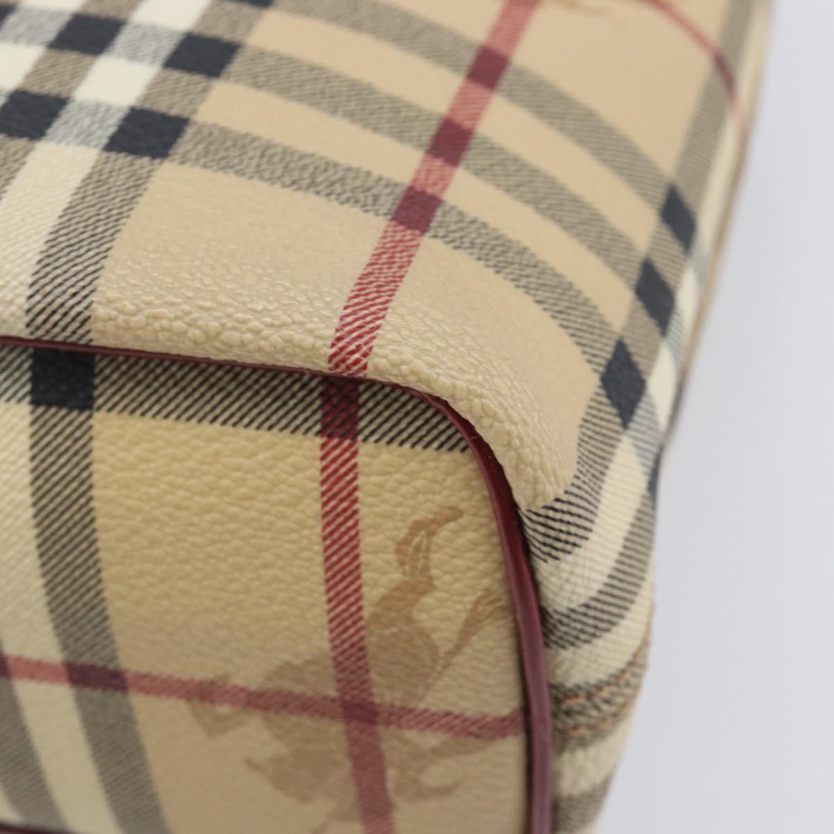 BURBERRY Nova Check Hand Bag PVC Leather Beige Auth ep17084A
