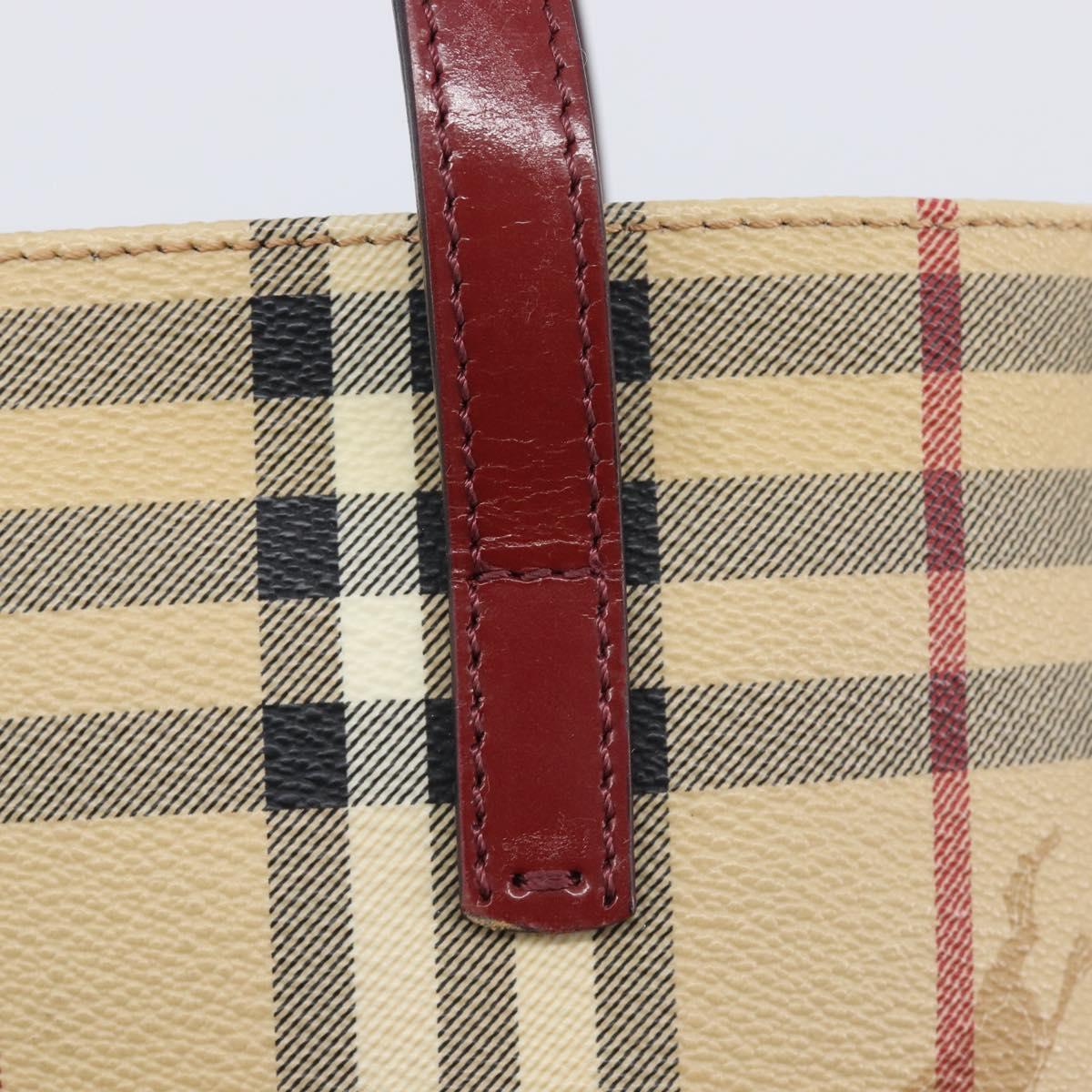 BURBERRY Nova Check Hand Bag PVC Leather Beige Auth ep17084A