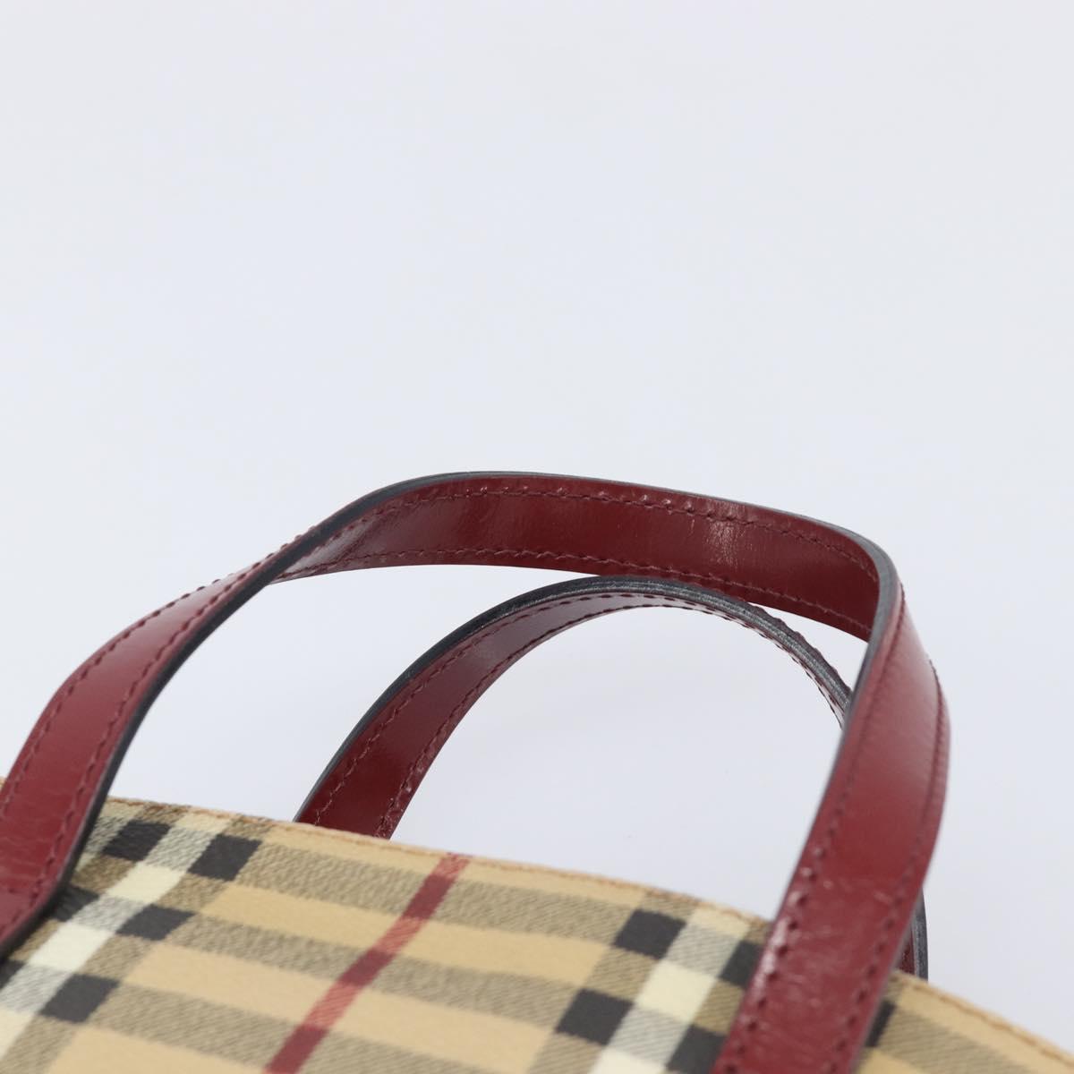 BURBERRY Nova Check Hand Bag PVC Leather Beige Auth ep17084A