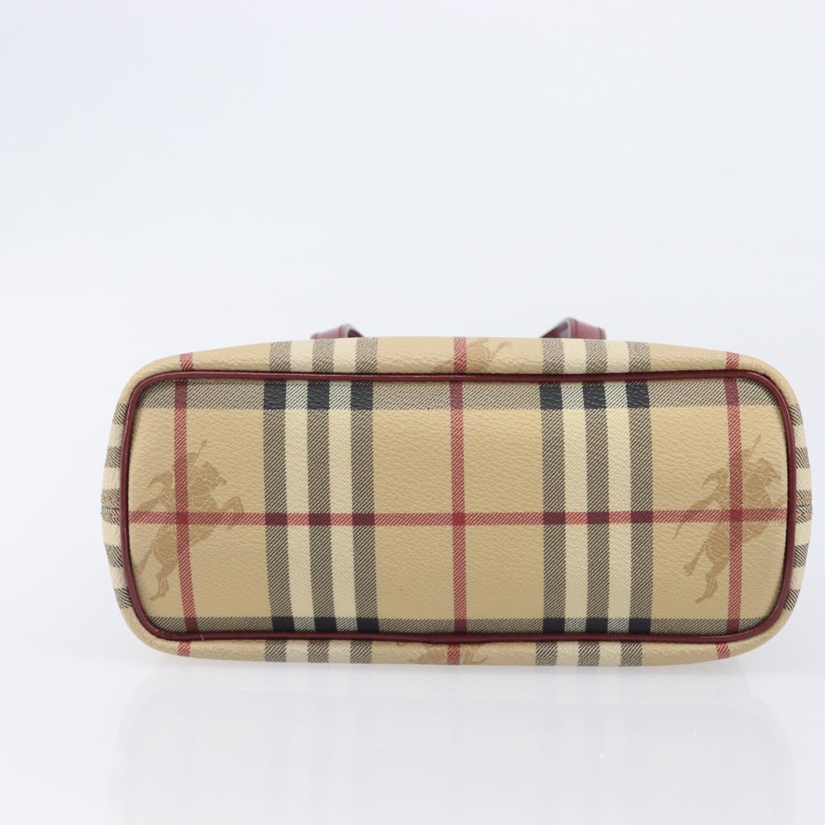 BURBERRY Nova Check Hand Bag PVC Leather Beige Auth ep17084A