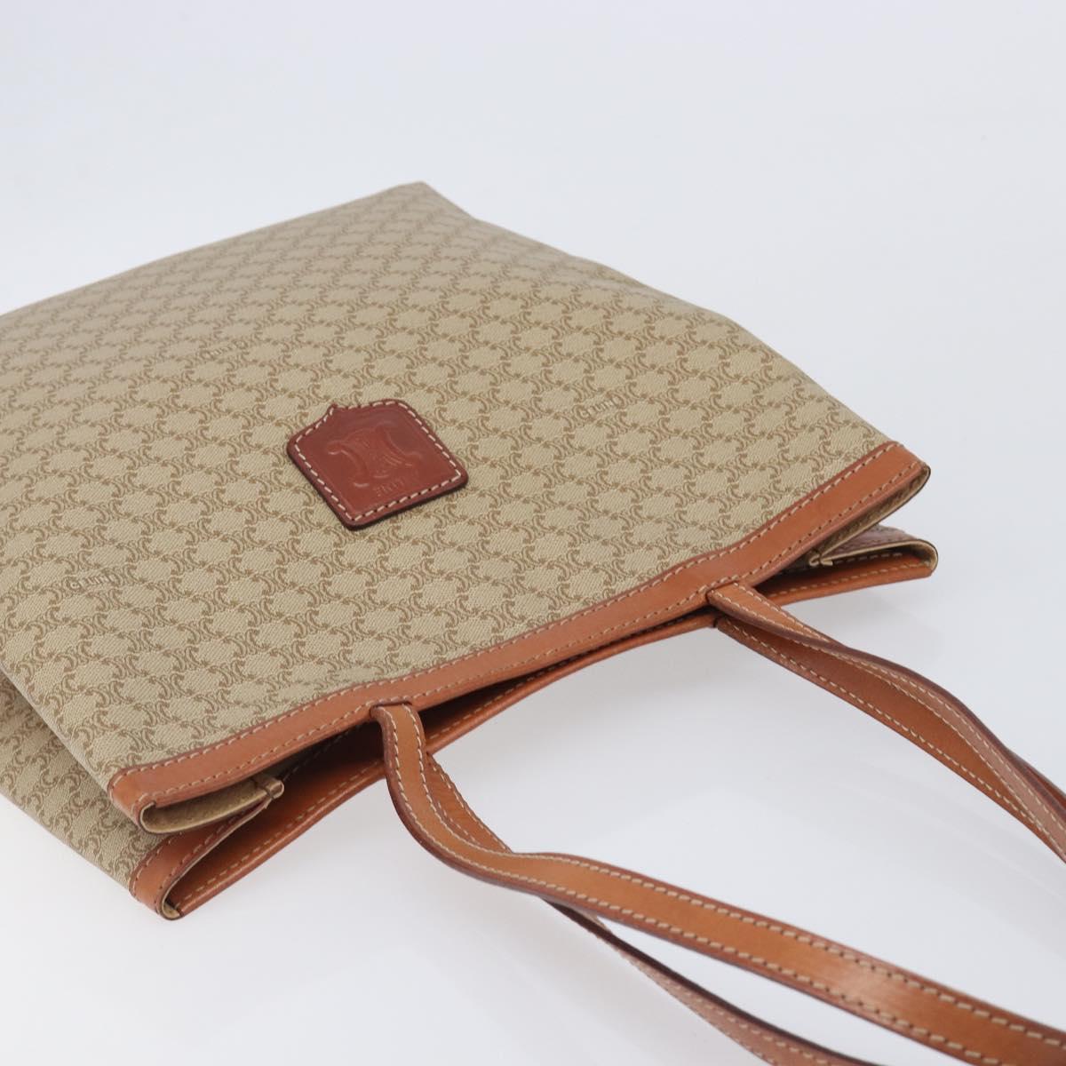 CELINE Macadam Tote Bag PVC Beige Auth ep17085