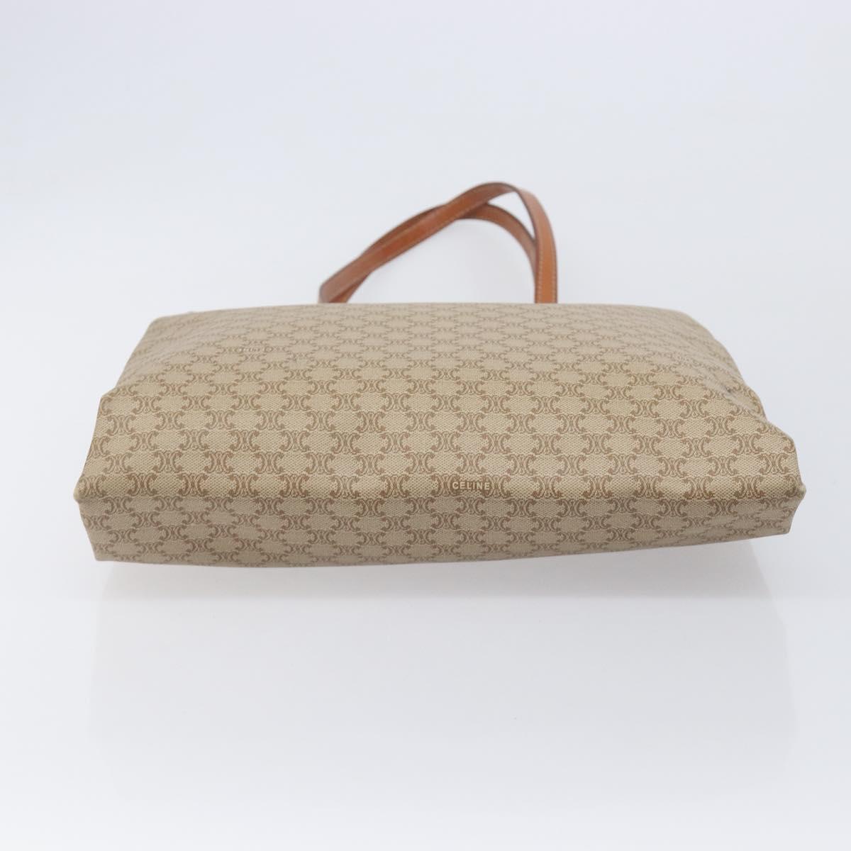 CELINE Macadam Tote Bag PVC Beige Auth ep17085