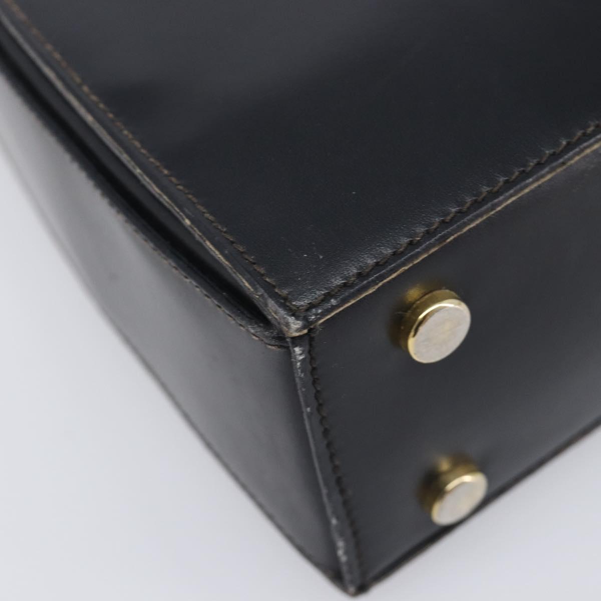 CELINE Hand Bag Leather Black Gold Tone Auth ep17090
