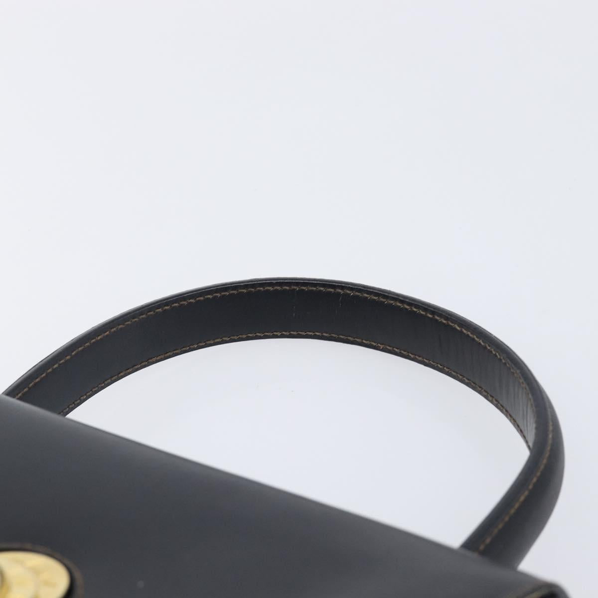 CELINE Hand Bag Leather Black Gold Tone Auth ep17090