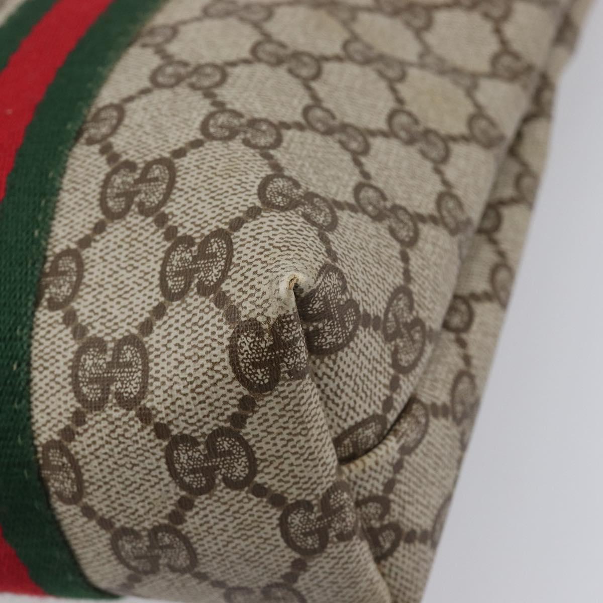 GUCCI GG Supreme Web Sherry Line Tote Bag PVC Beige Gold Tone Auth ep17091