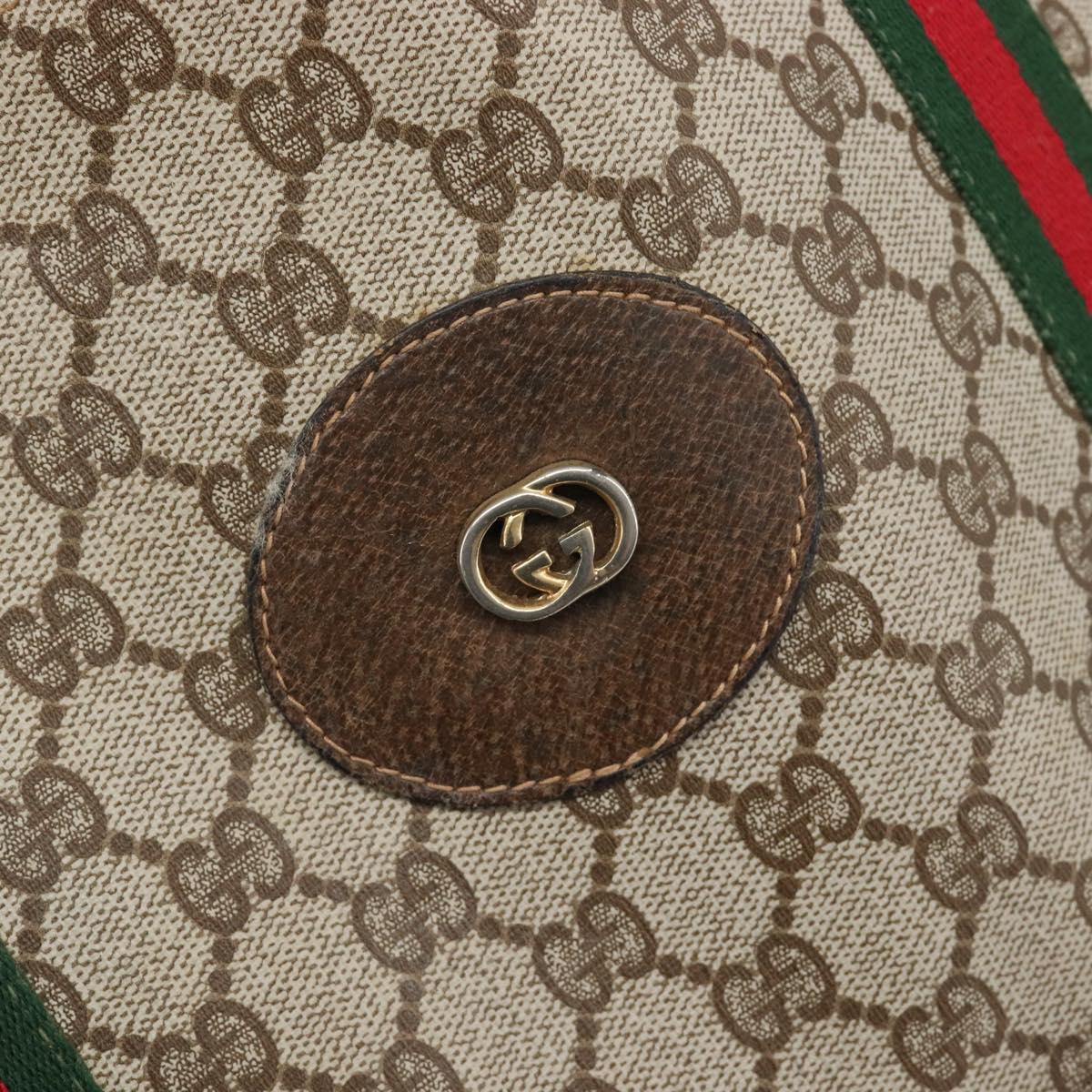 GUCCI GG Supreme Web Sherry Line Tote Bag PVC Beige Gold Tone Auth ep17091