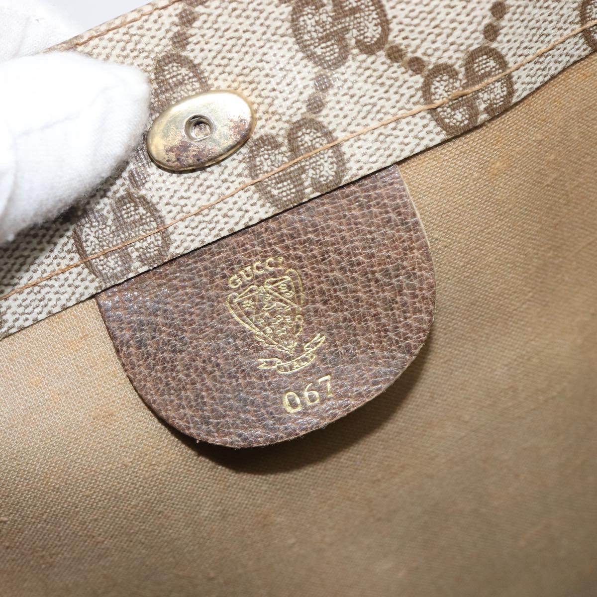 GUCCI GG Supreme Web Sherry Line Tote Bag PVC Beige Gold Tone Auth ep17091