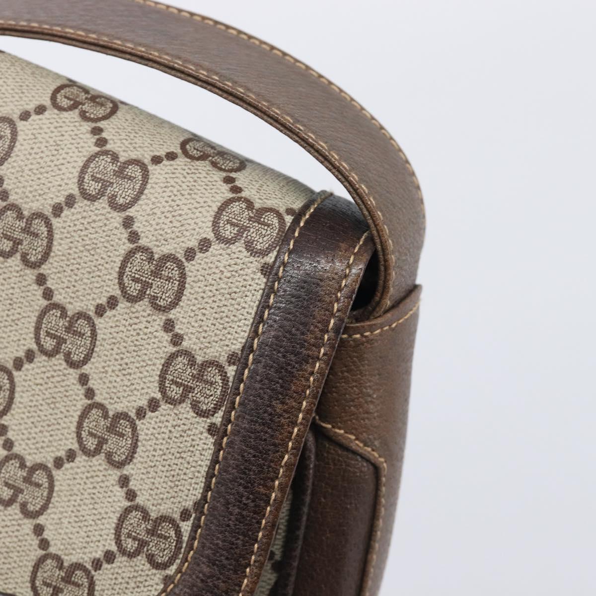 GUCCI GG Supreme Shoulder Bag PVC Beige Gold Tone Auth ep17093