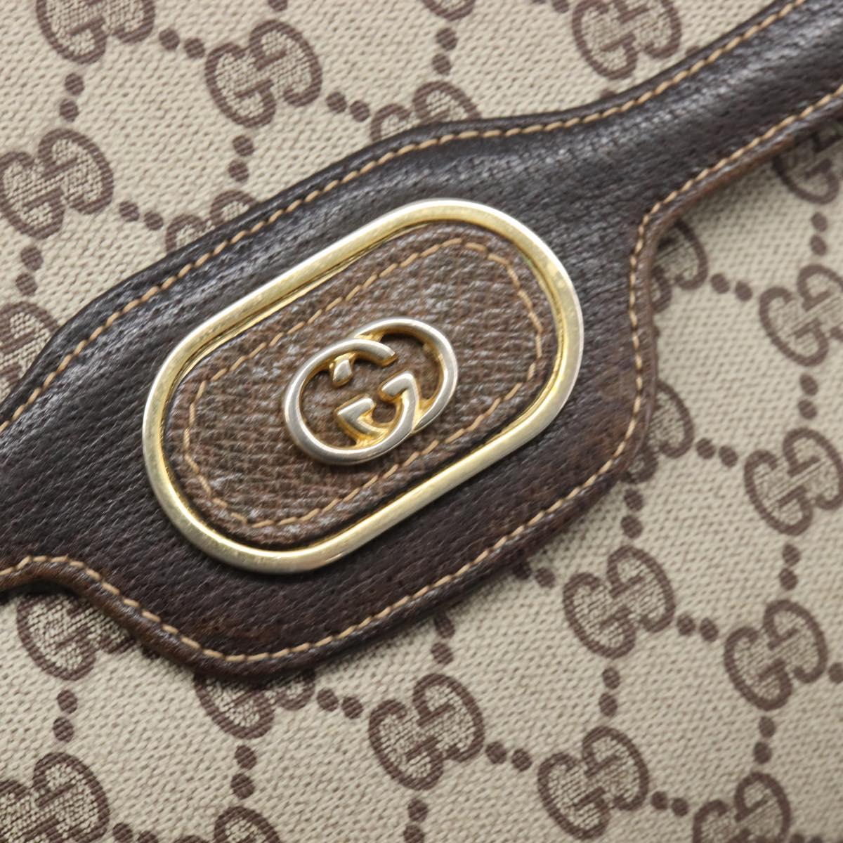 GUCCI GG Supreme Shoulder Bag PVC Beige Gold Tone Auth ep17093