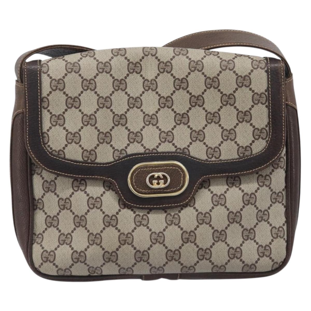 GUCCI GG Supreme Shoulder Bag PVC Beige Gold Tone Auth ep17093