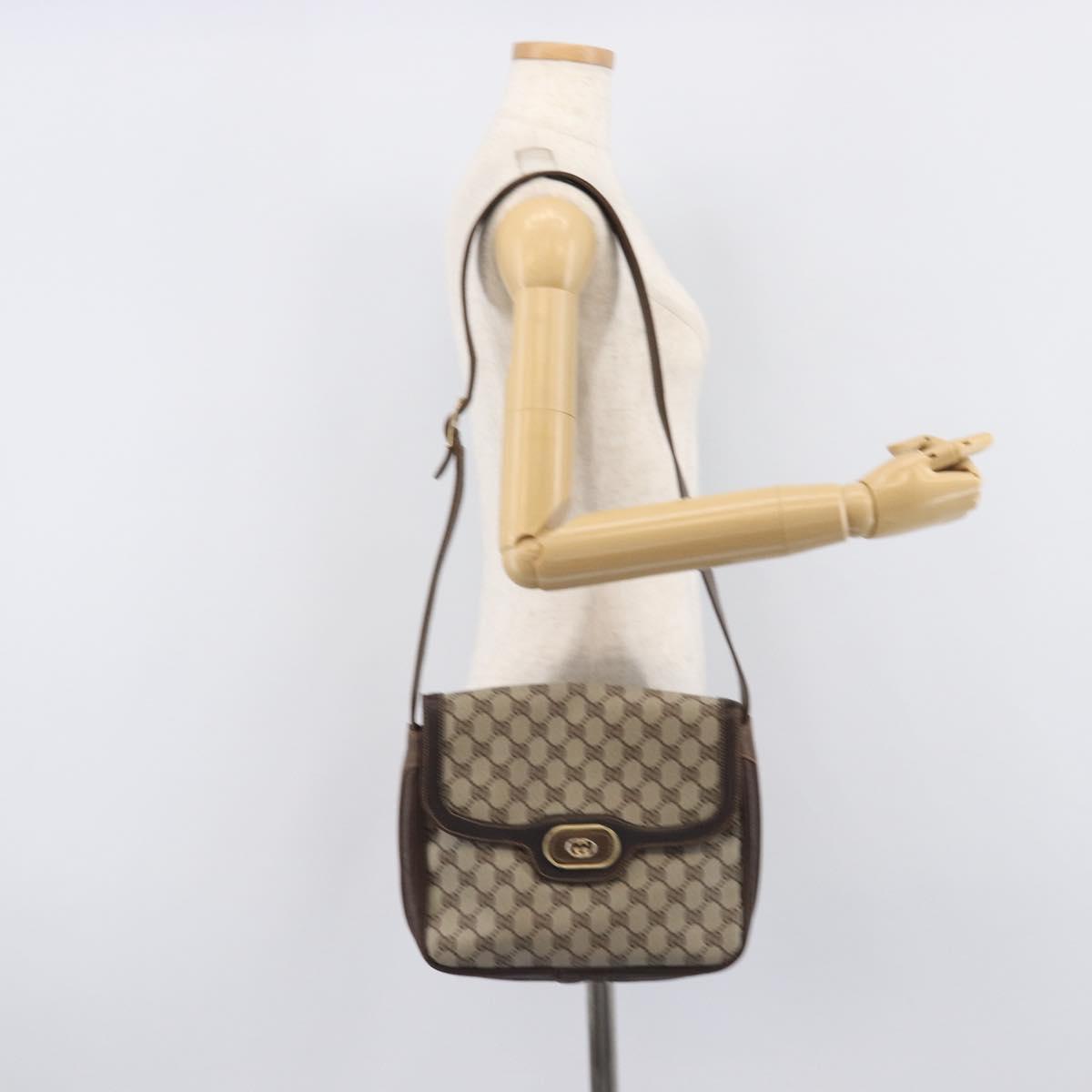 GUCCI GG Supreme Shoulder Bag PVC Beige Gold Tone Auth ep17093