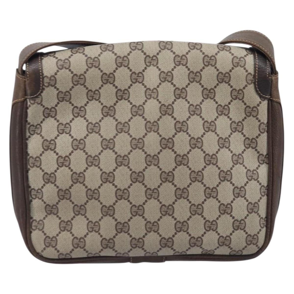 GUCCI GG Supreme Shoulder Bag PVC Beige Gold Tone Auth ep17093