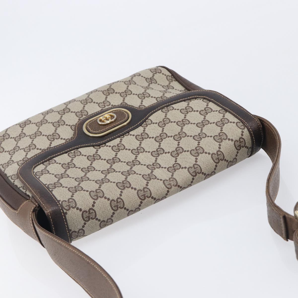 GUCCI GG Supreme Shoulder Bag PVC Beige Gold Tone Auth ep17093
