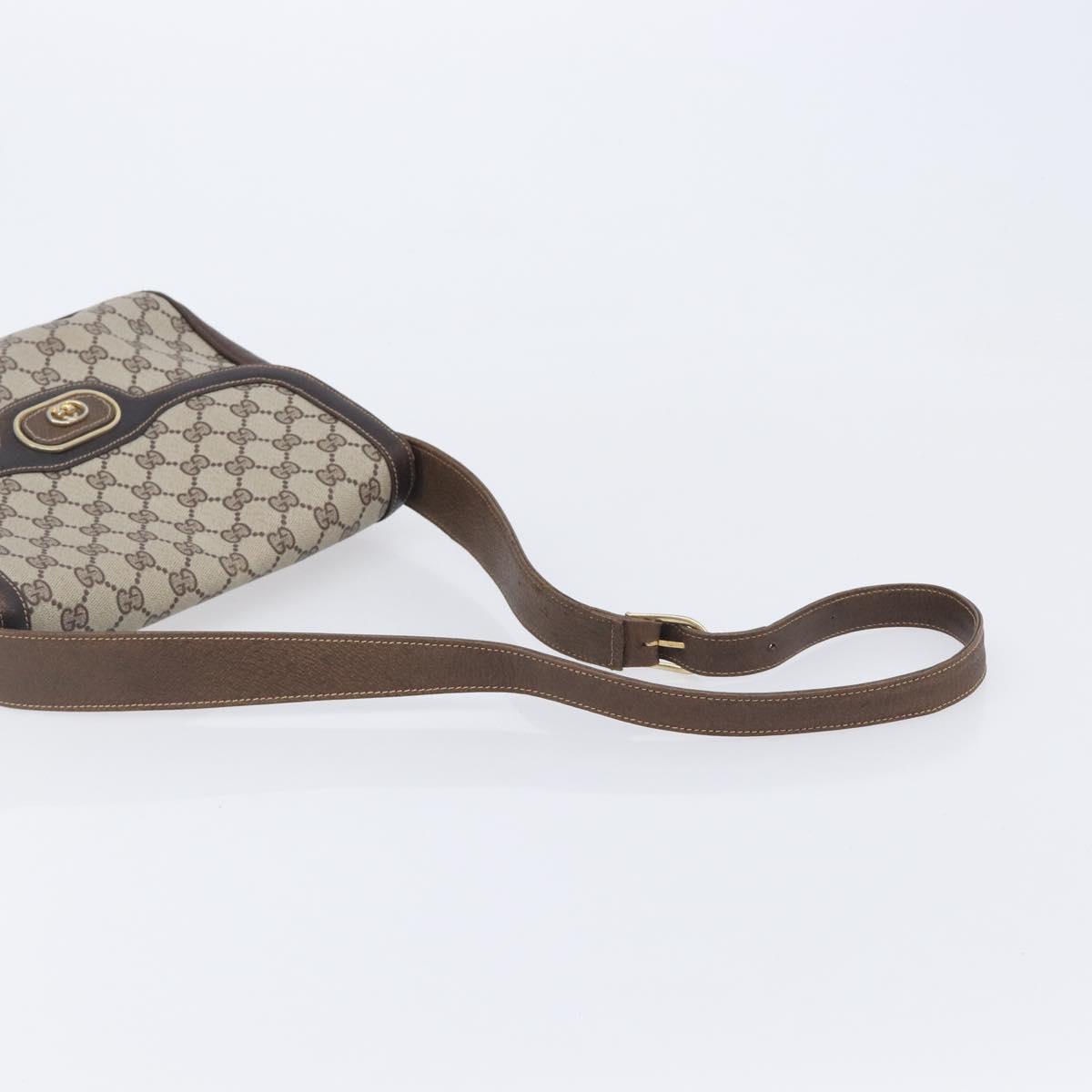 GUCCI GG Supreme Shoulder Bag PVC Beige Gold Tone Auth ep17093
