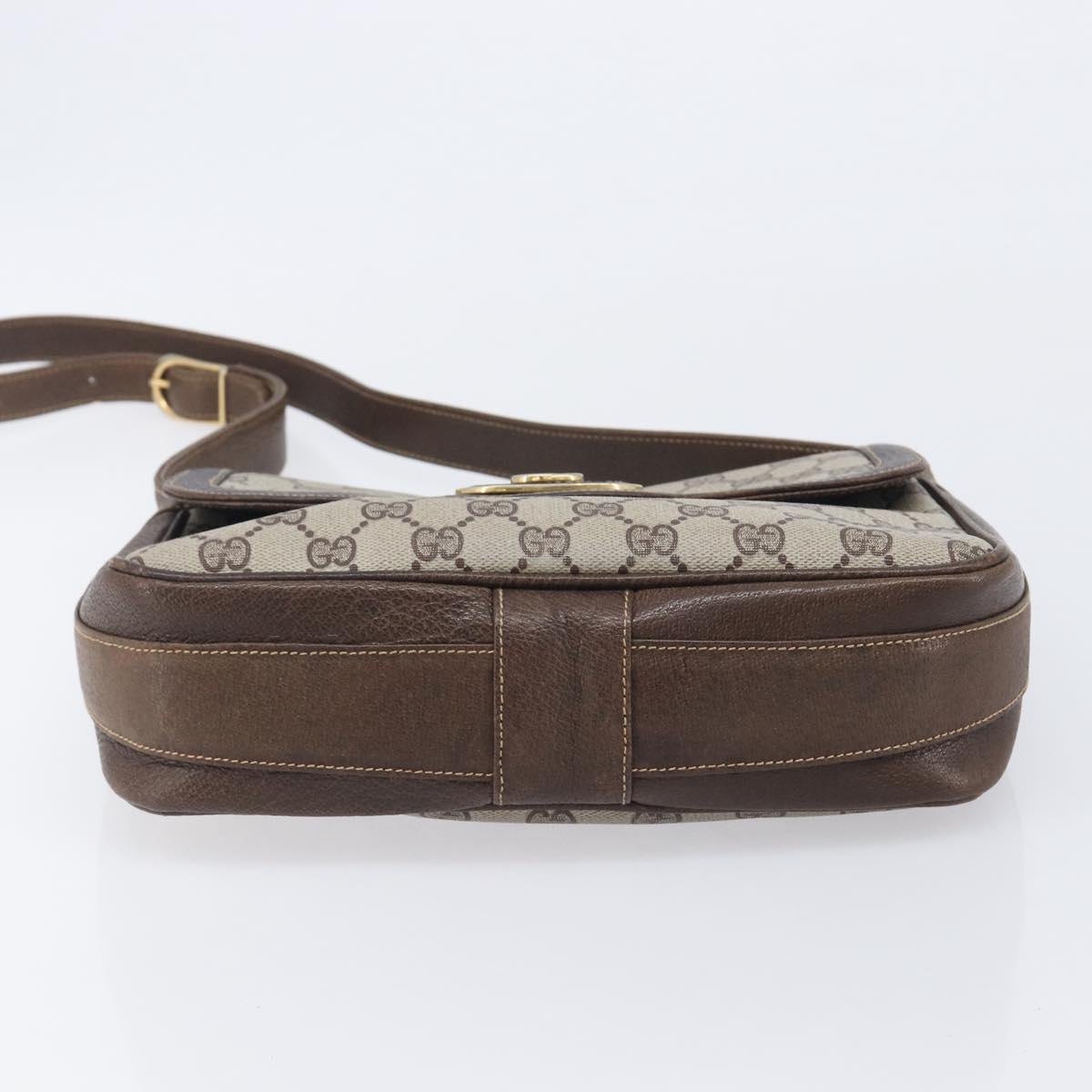 GUCCI GG Supreme Shoulder Bag PVC Beige Gold Tone Auth ep17093