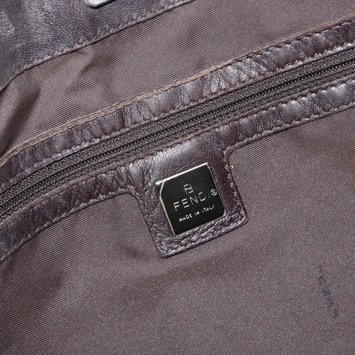 FENDI Pecan Hand Bag Canvas Brown Silver Auth ep17094