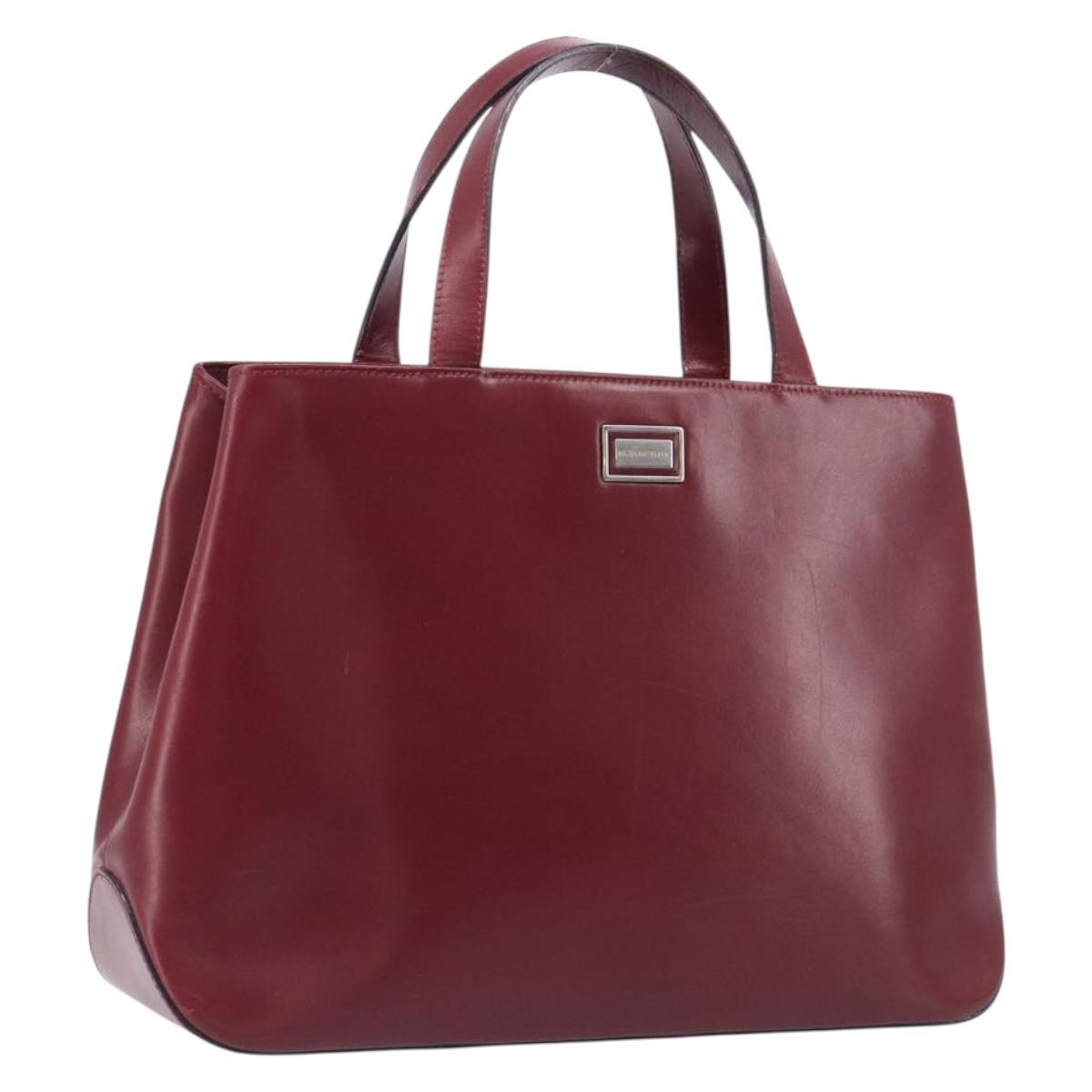 BURBERRY Hand Bag Leather Red Silver Auth ep17095