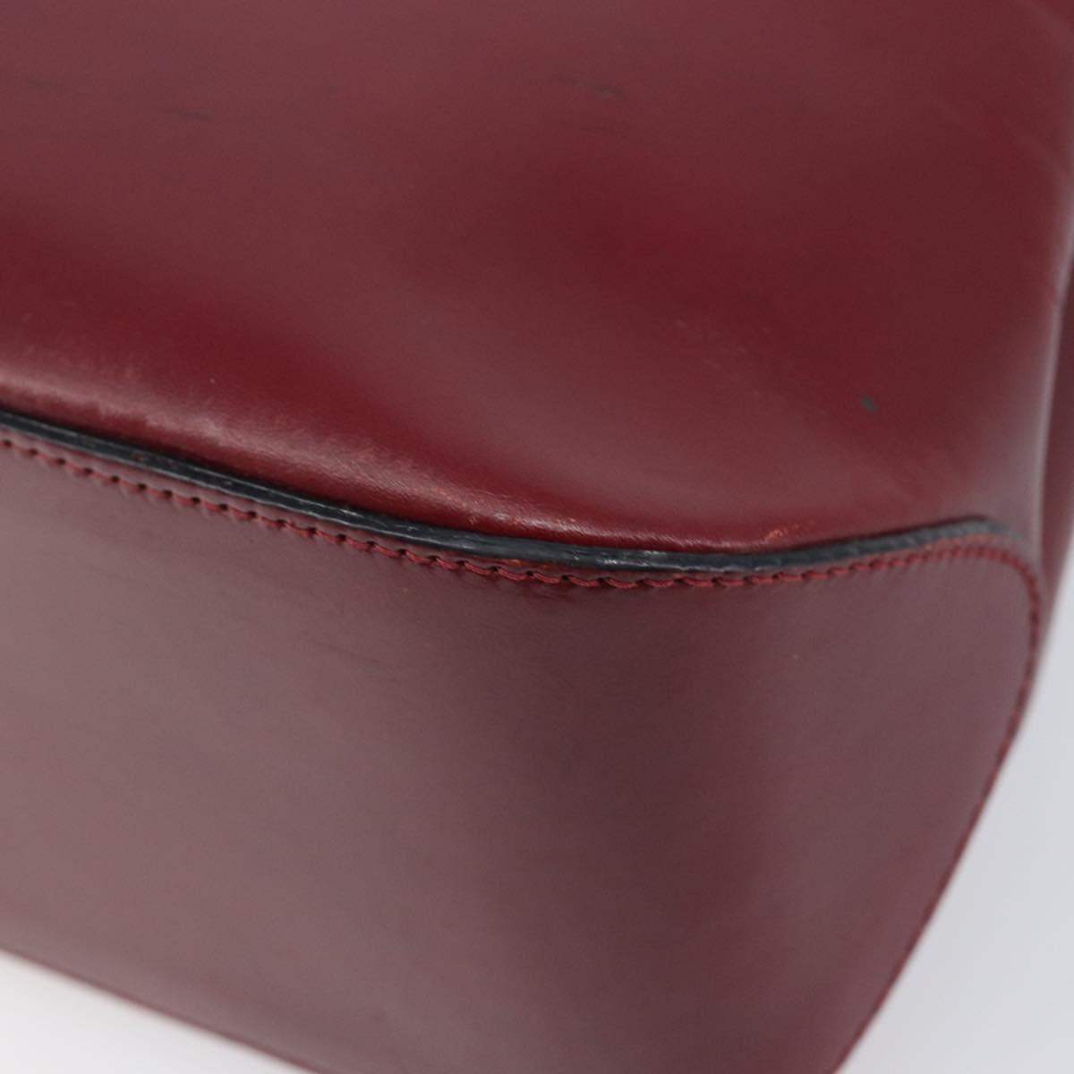 BURBERRY Hand Bag Leather Red Silver Auth ep17095