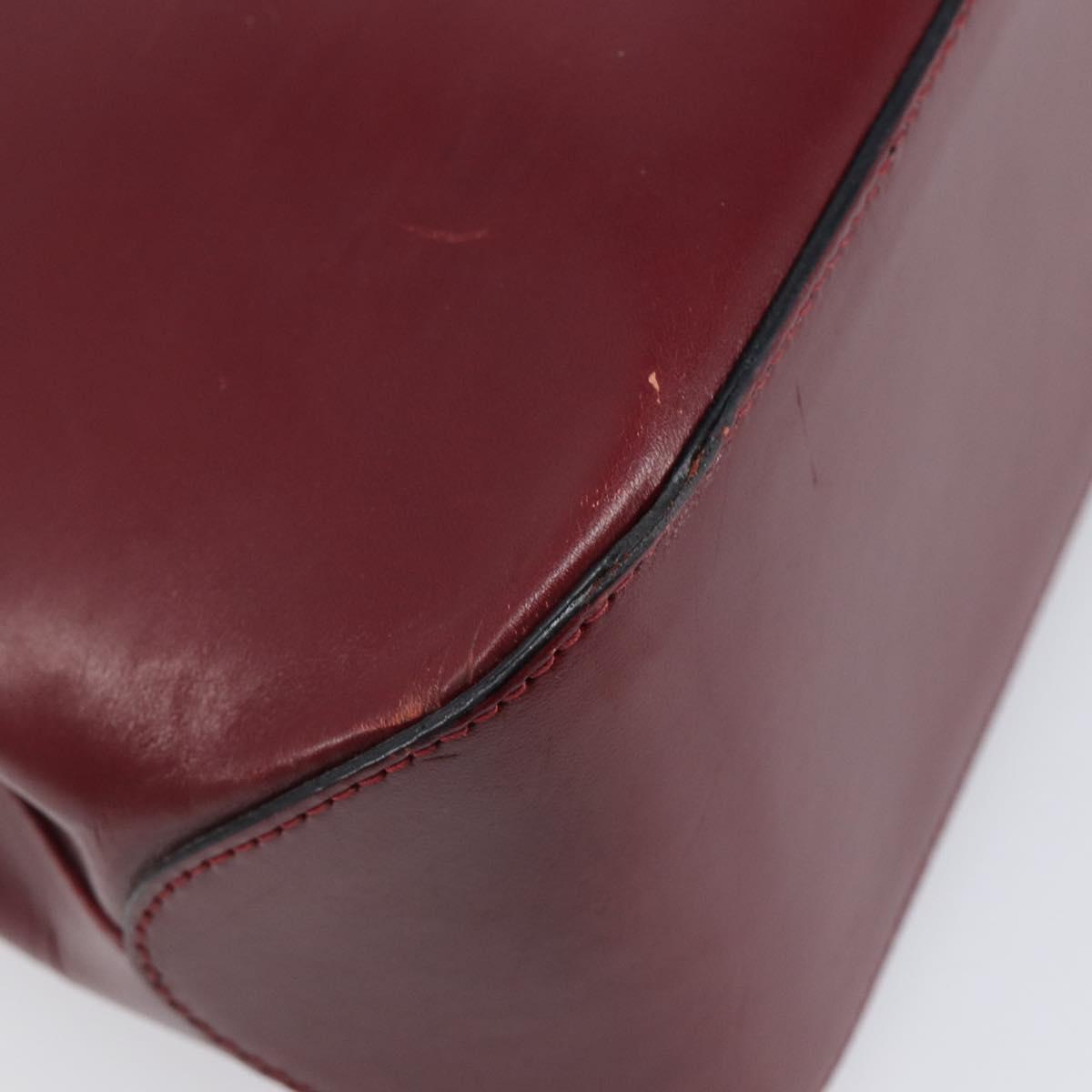 BURBERRY Hand Bag Leather Red Silver Auth ep17095