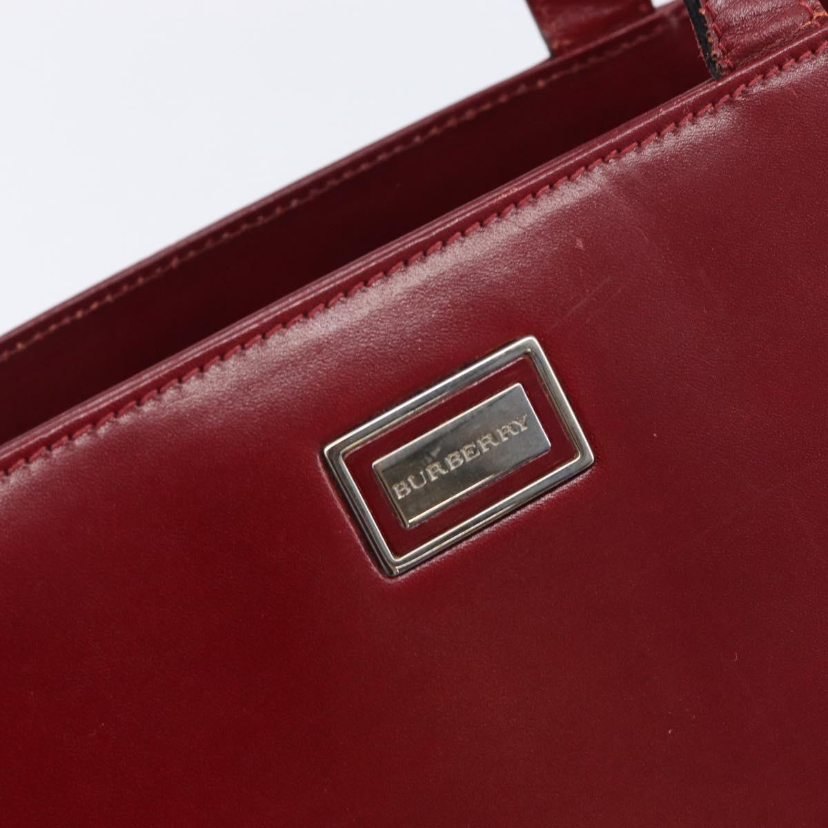 BURBERRY Hand Bag Leather Red Silver Auth ep17095