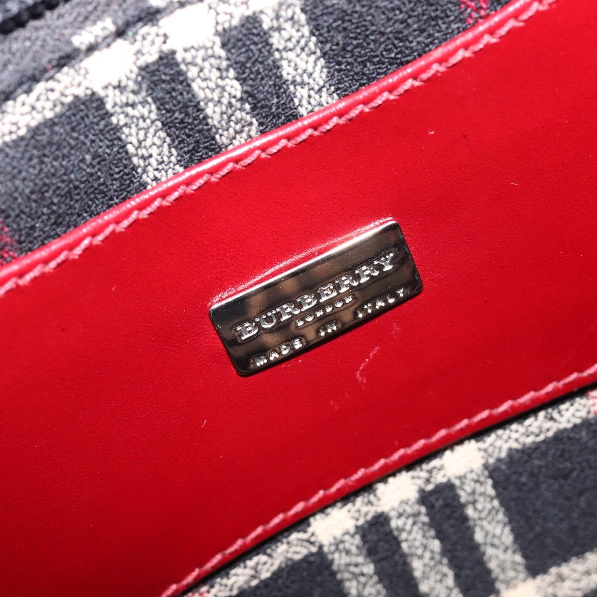 BURBERRY Hand Bag Leather Red Silver Auth ep17095