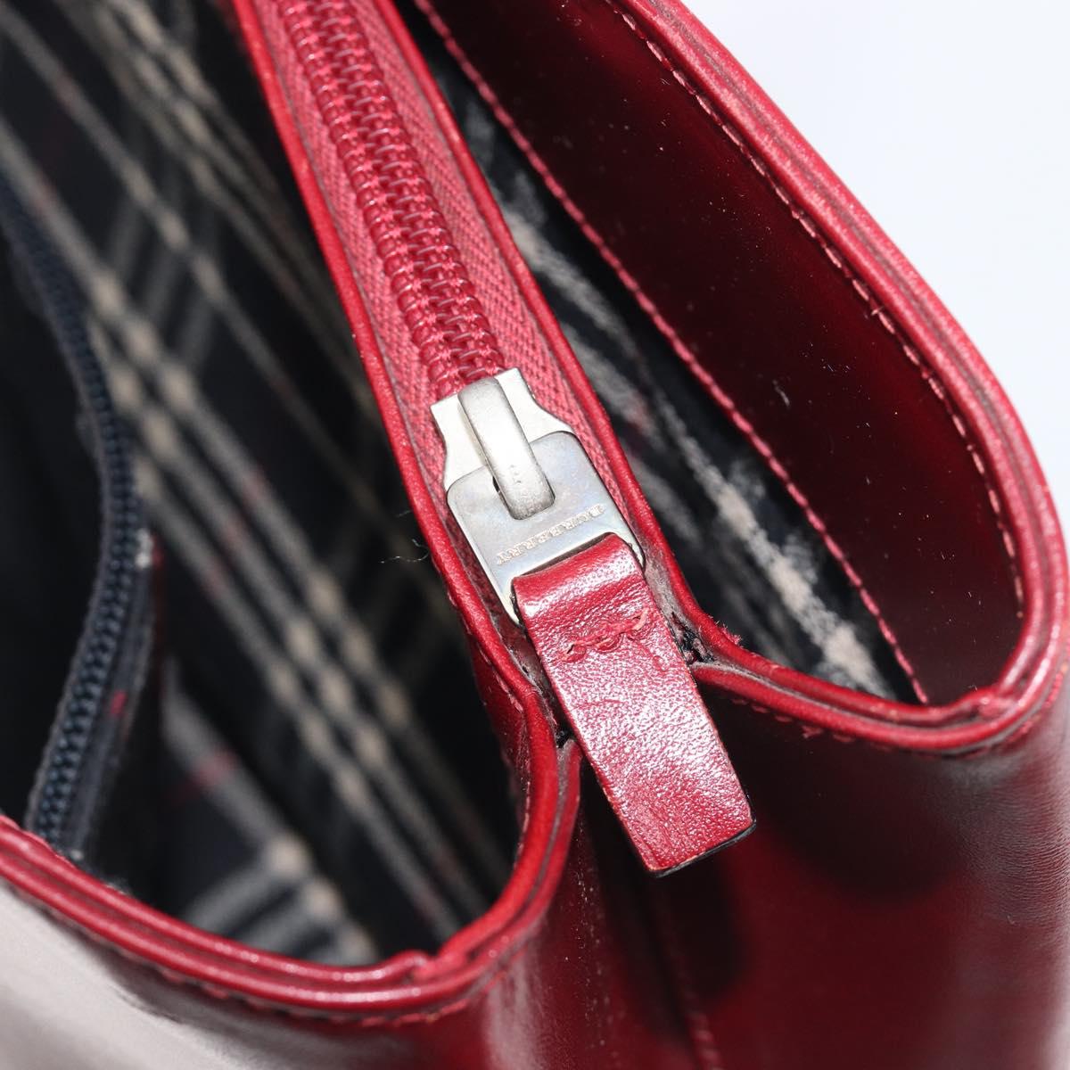 BURBERRY Hand Bag Leather Red Silver Auth ep17095