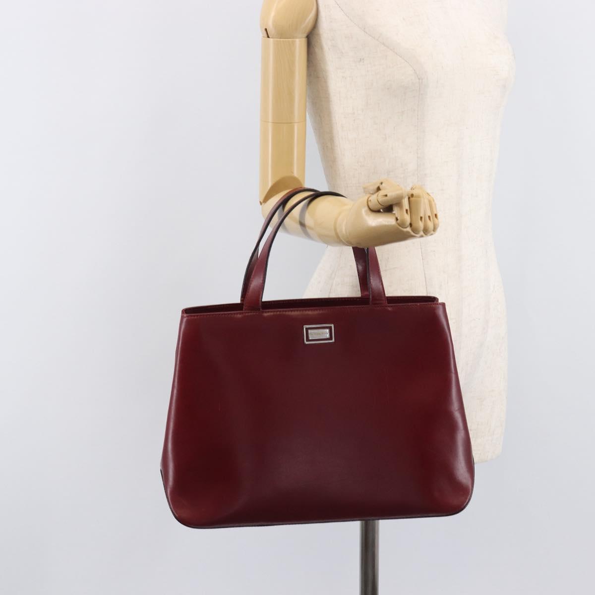 BURBERRY Hand Bag Leather Red Silver Auth ep17095