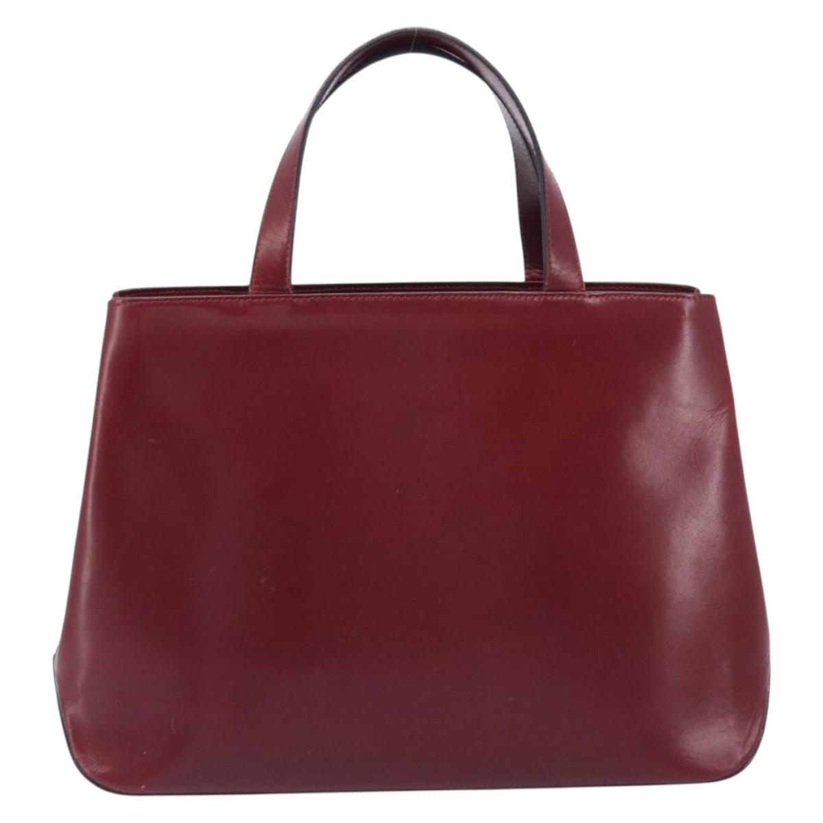 BURBERRY Hand Bag Leather Red Silver Auth ep17095
