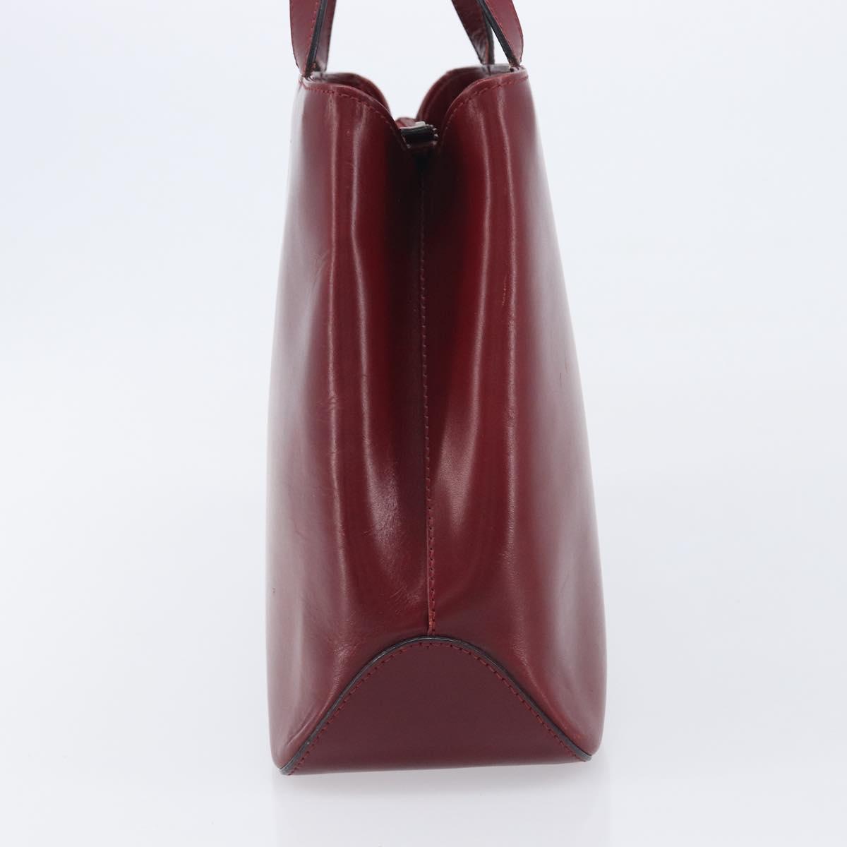 BURBERRY Hand Bag Leather Red Silver Auth ep17095