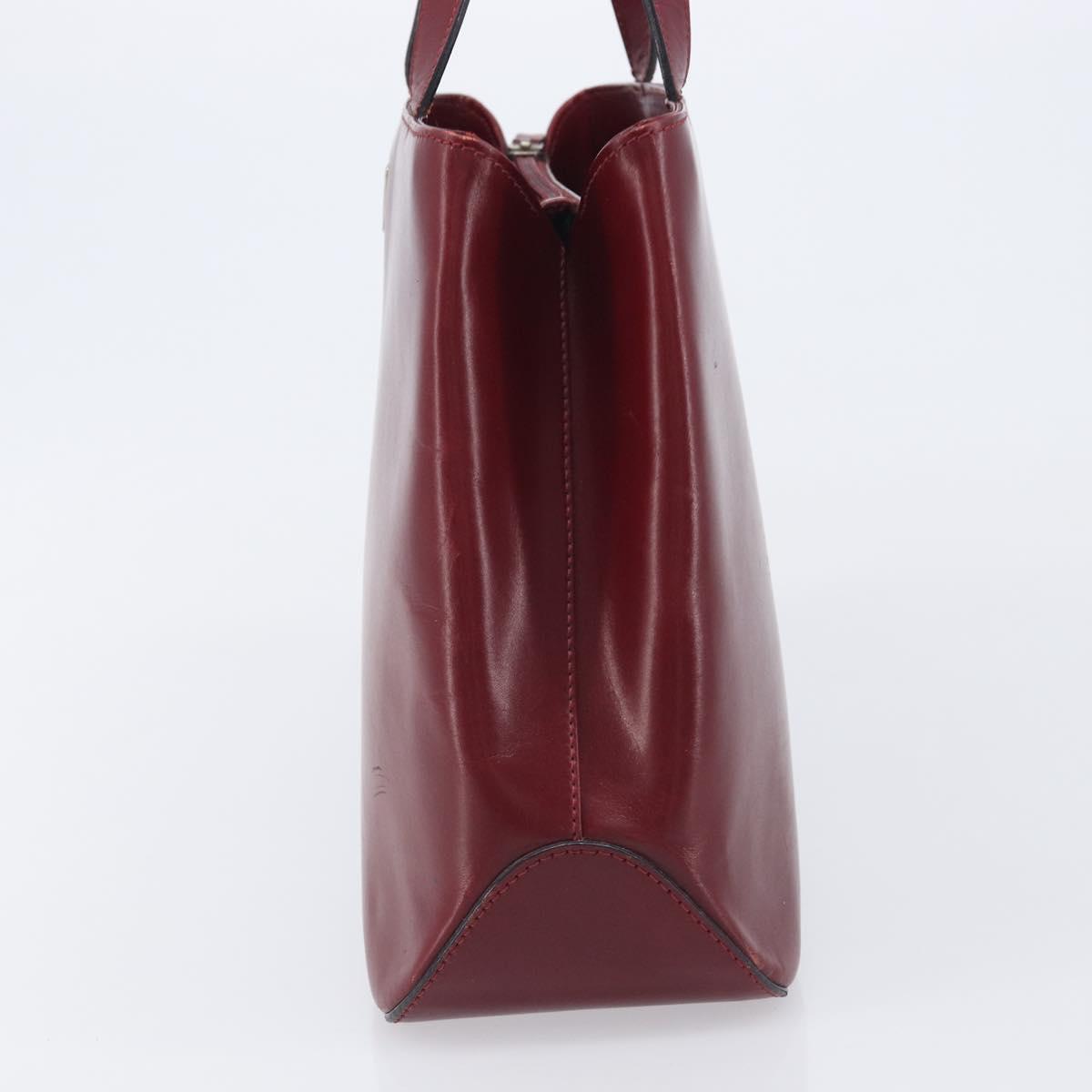BURBERRY Hand Bag Leather Red Silver Auth ep17095