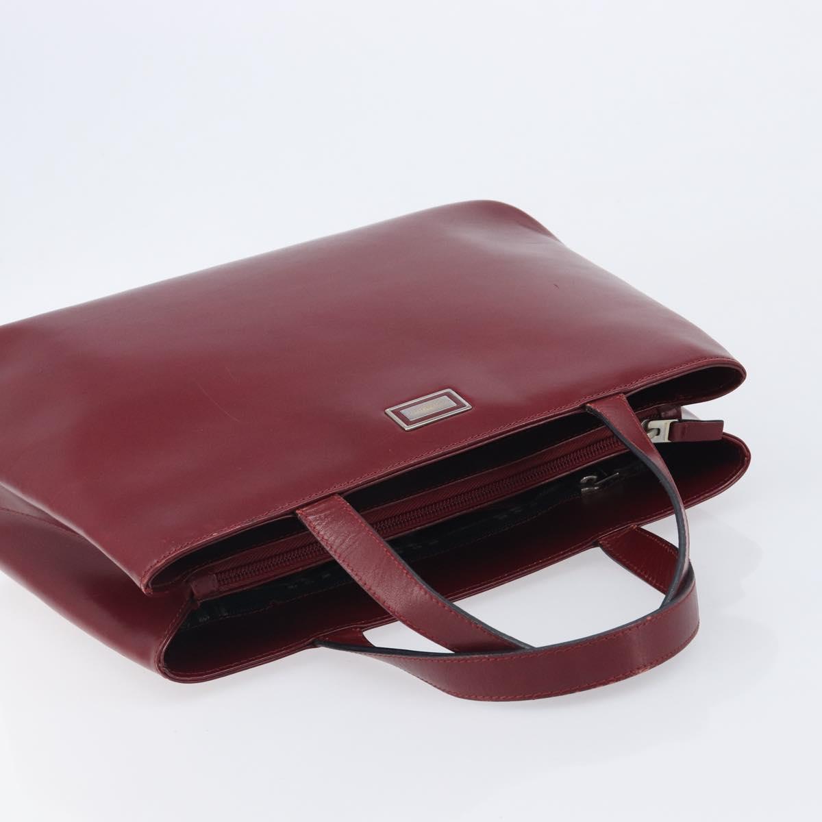 BURBERRY Hand Bag Leather Red Silver Auth ep17095