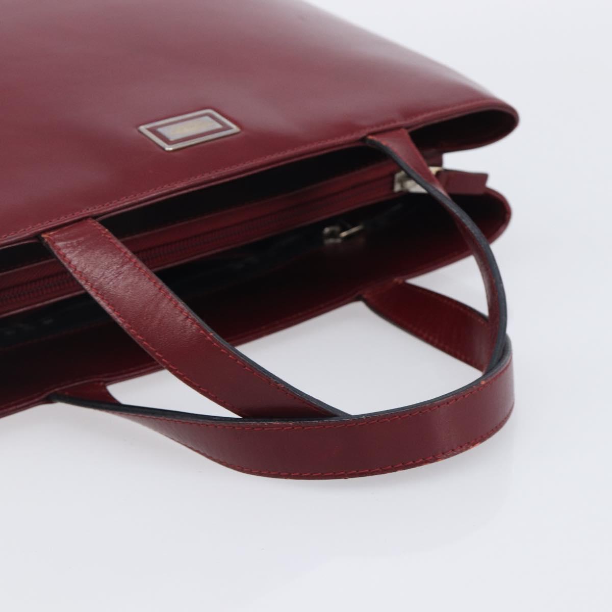 BURBERRY Hand Bag Leather Red Silver Auth ep17095