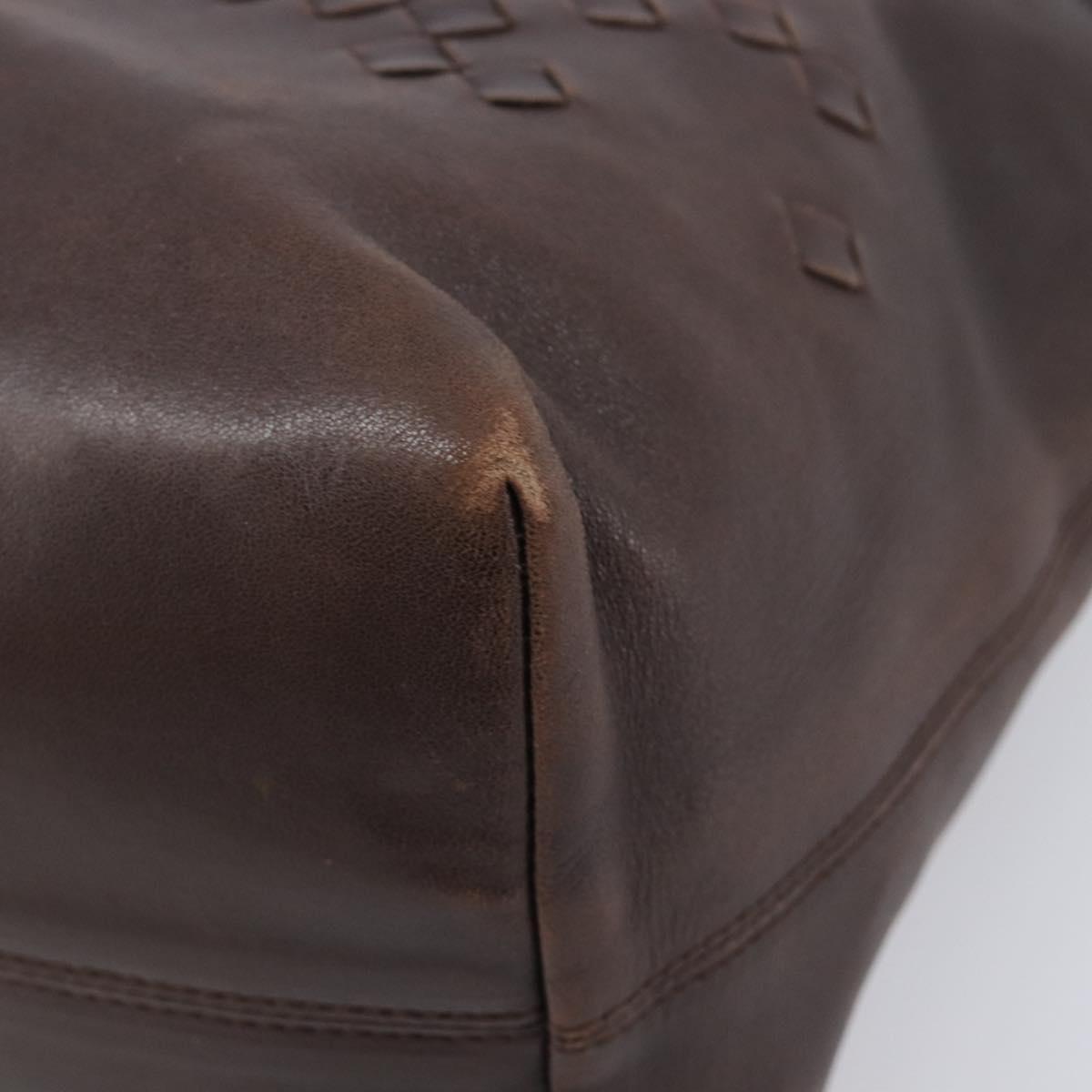 Bottega Veneta INTRECCIATO Hand Bag Leather Brown 131673 Auth ep17096