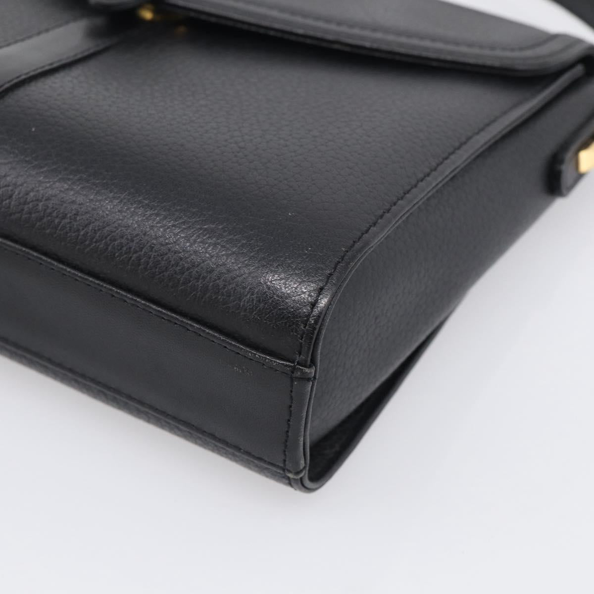 Burberrys Shoulder Bag Leather Black Gold Tone Auth ep17102