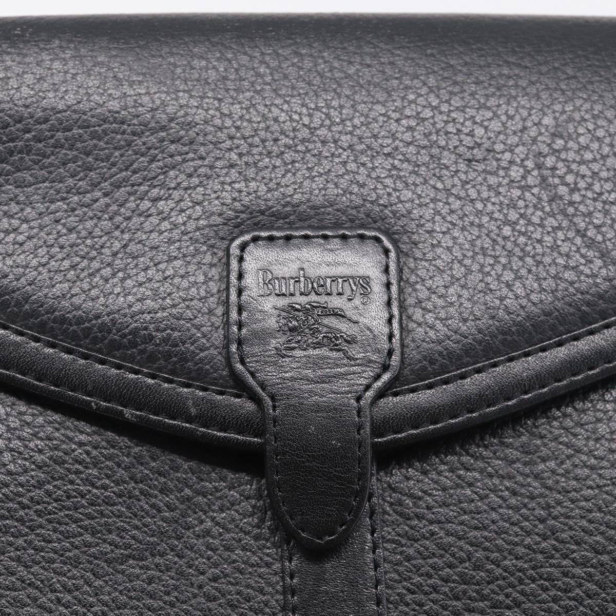 Burberrys Shoulder Bag Leather Black Gold Tone Auth ep17102
