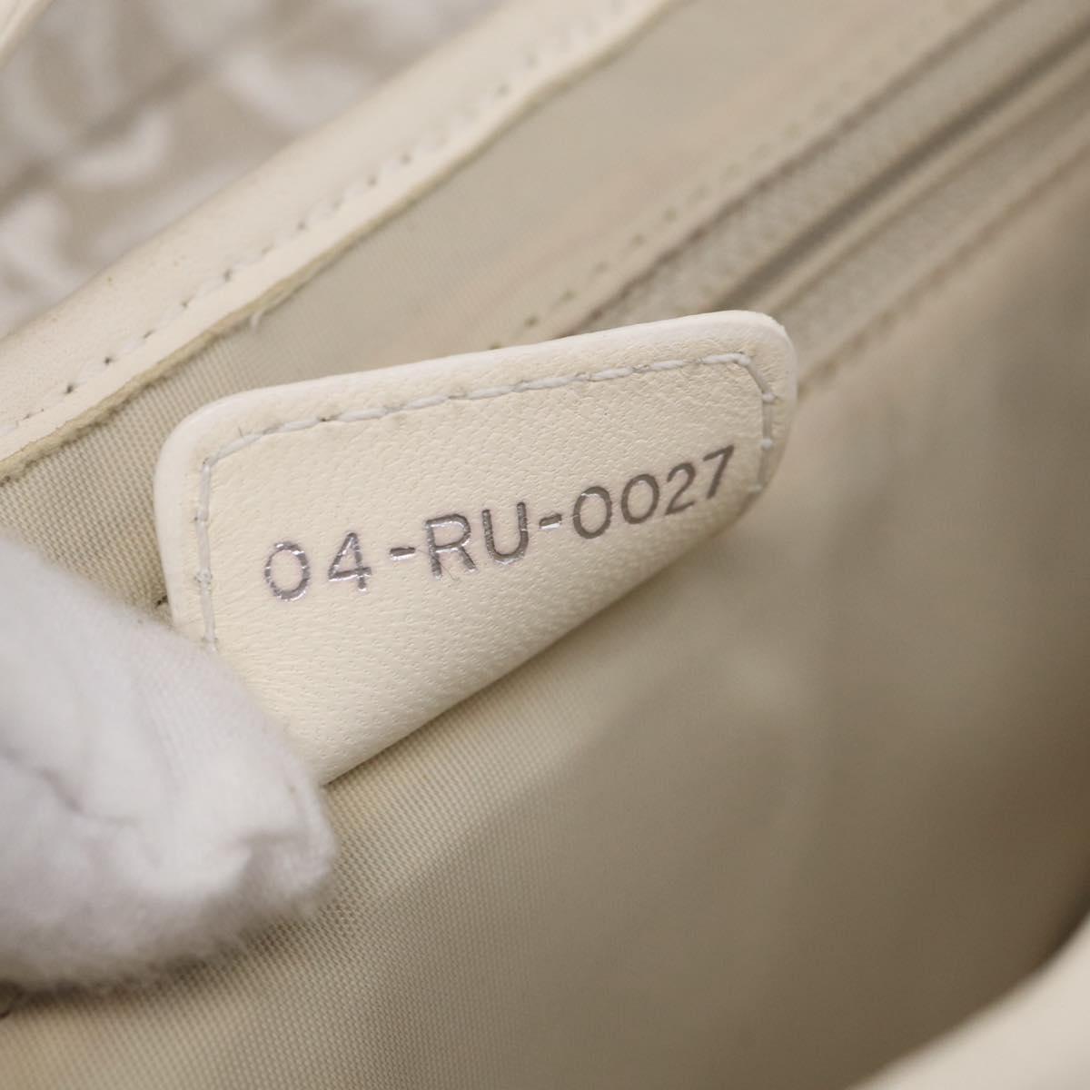 Christian Dior Trotter Canvas saddle Hand Bag Beige Silver Auth ep17108V